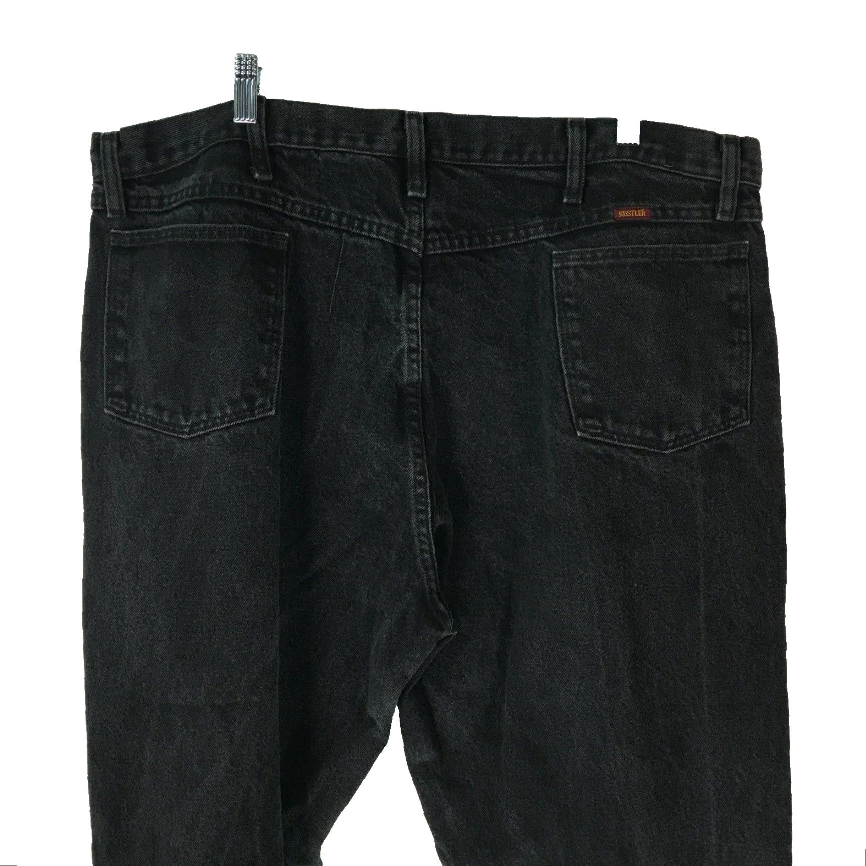 Denime Rustler Jeans Mens Casual Regular Fit Straight Leg Black Denim Size 42 X30 Size US 42 / EU 58 - 2 Thumbnail