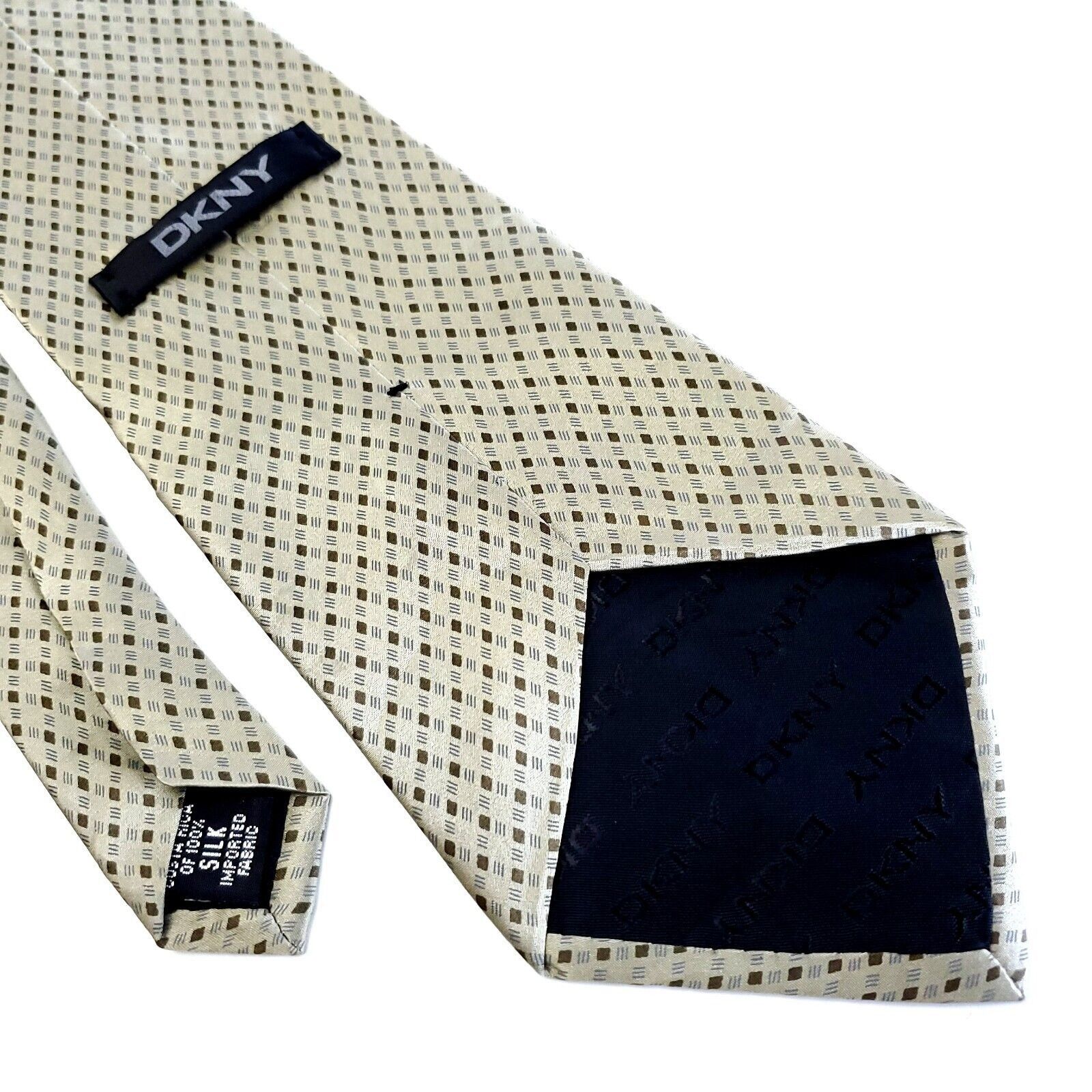 DKNY DKNY Brown Geometric Print Wide Silk Tie Size ONE SIZE - 5 Thumbnail