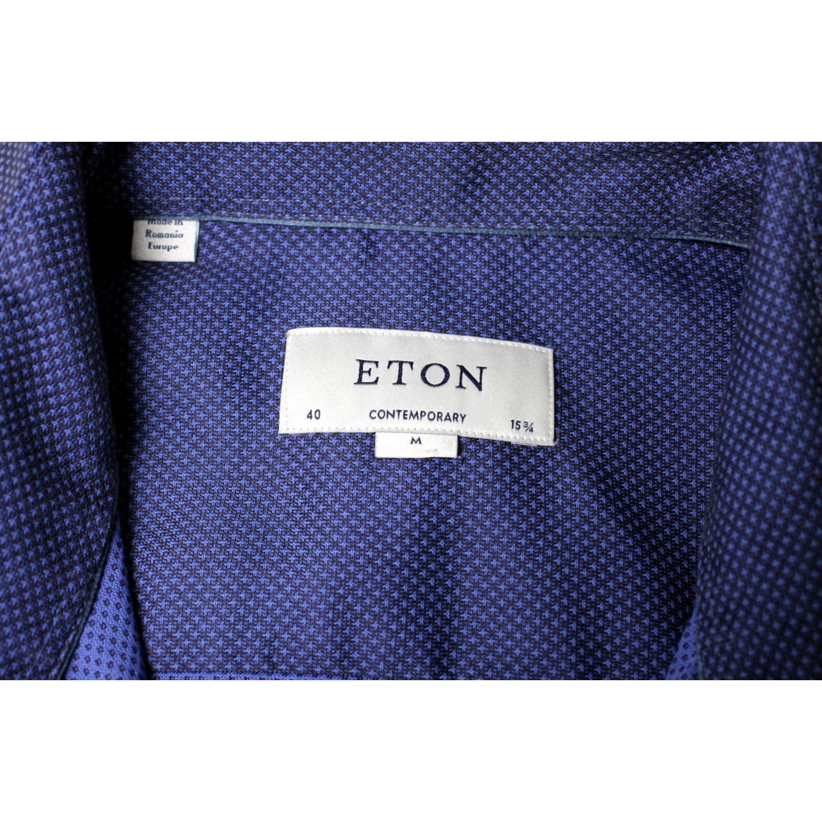 Eton Eton Contemporary Formal Shirt Mens MEDIUM Cutaway Collar Patterned Blue Shirt Size 40R - 7 Thumbnail
