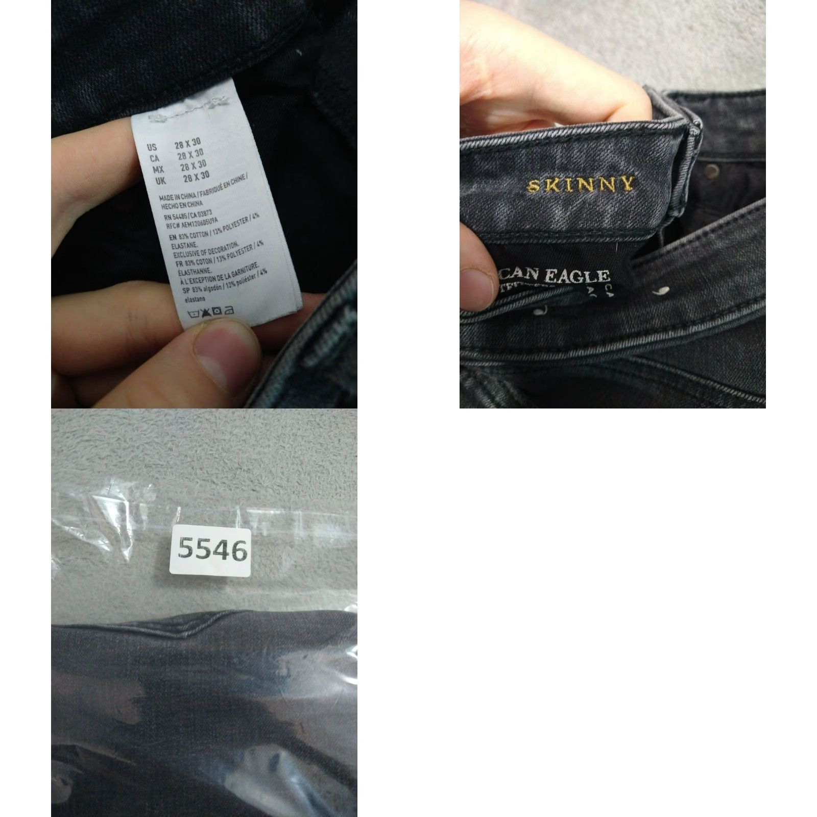 American Eagle Outfitters American Eagle Jeans Mens 28x30 Black Denim Extreme Flex 4 Skinny Distressed Size US 28 / EU 44 - 8 Thumbnail