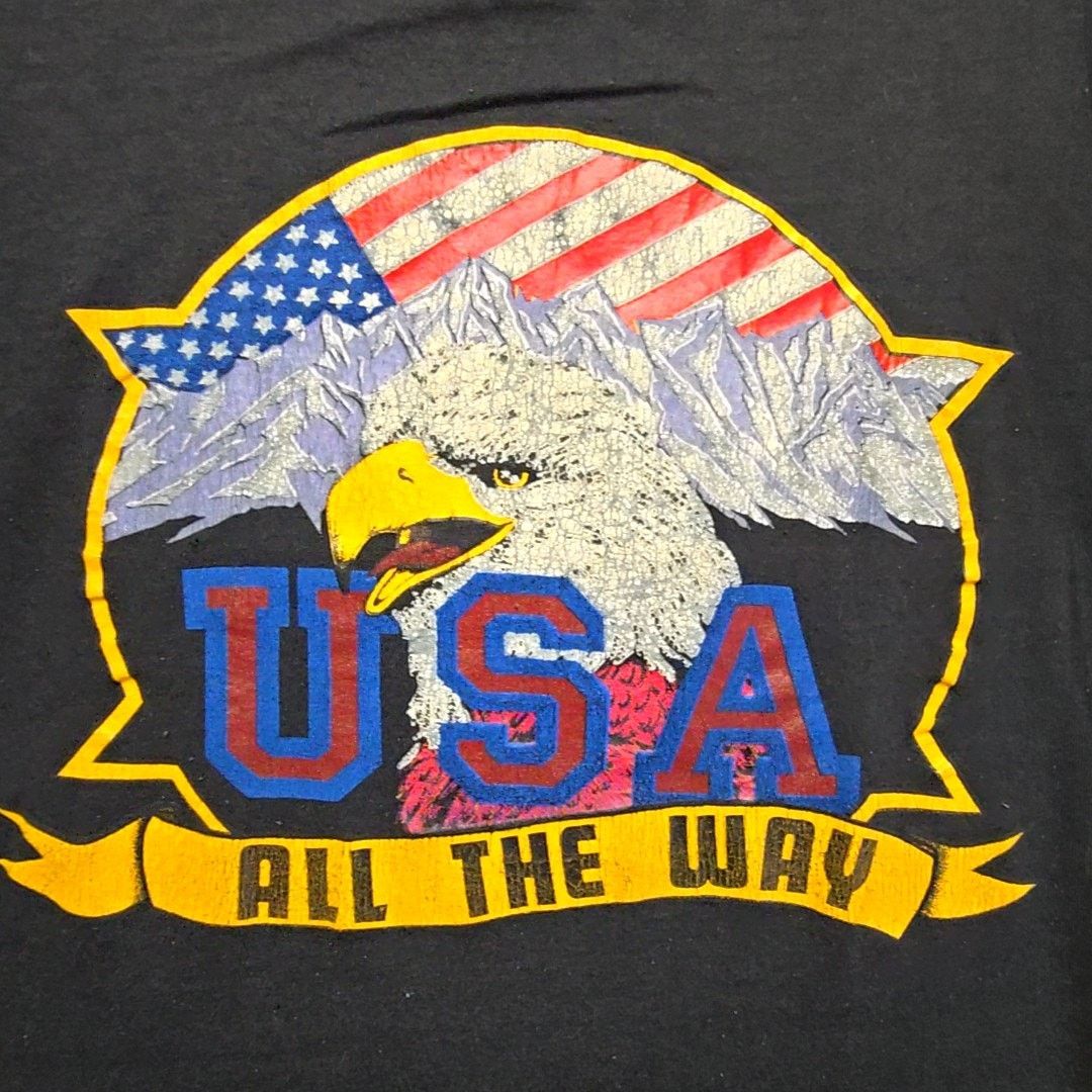 Jerzees Vintage USA Eagle Graphic Patriotic Black Small Shirt 80s Size US S / EU 44-46 / 1 - 2 Thumbnail