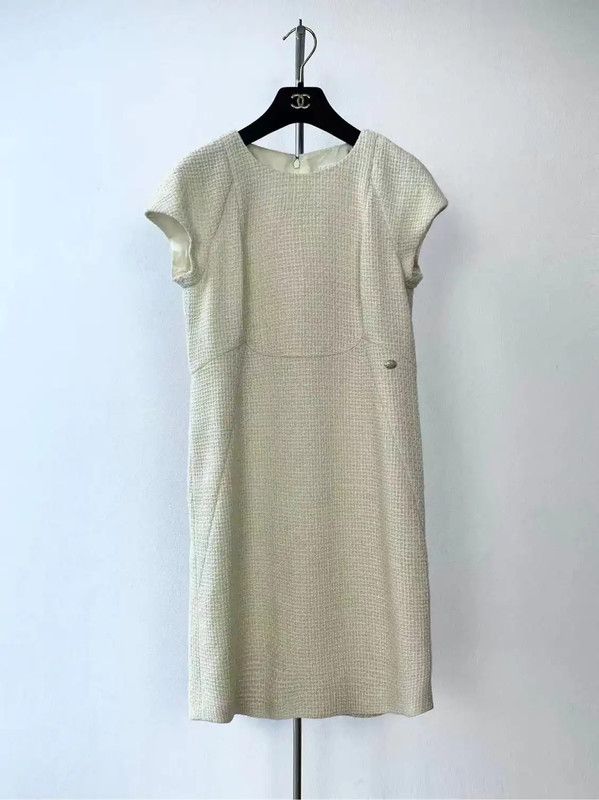 Chanel Chanel Cream Cotton Women's Dress Size XL 0089 Size XL / US 12-14 / IT 48-50 - 1 Thumbnail