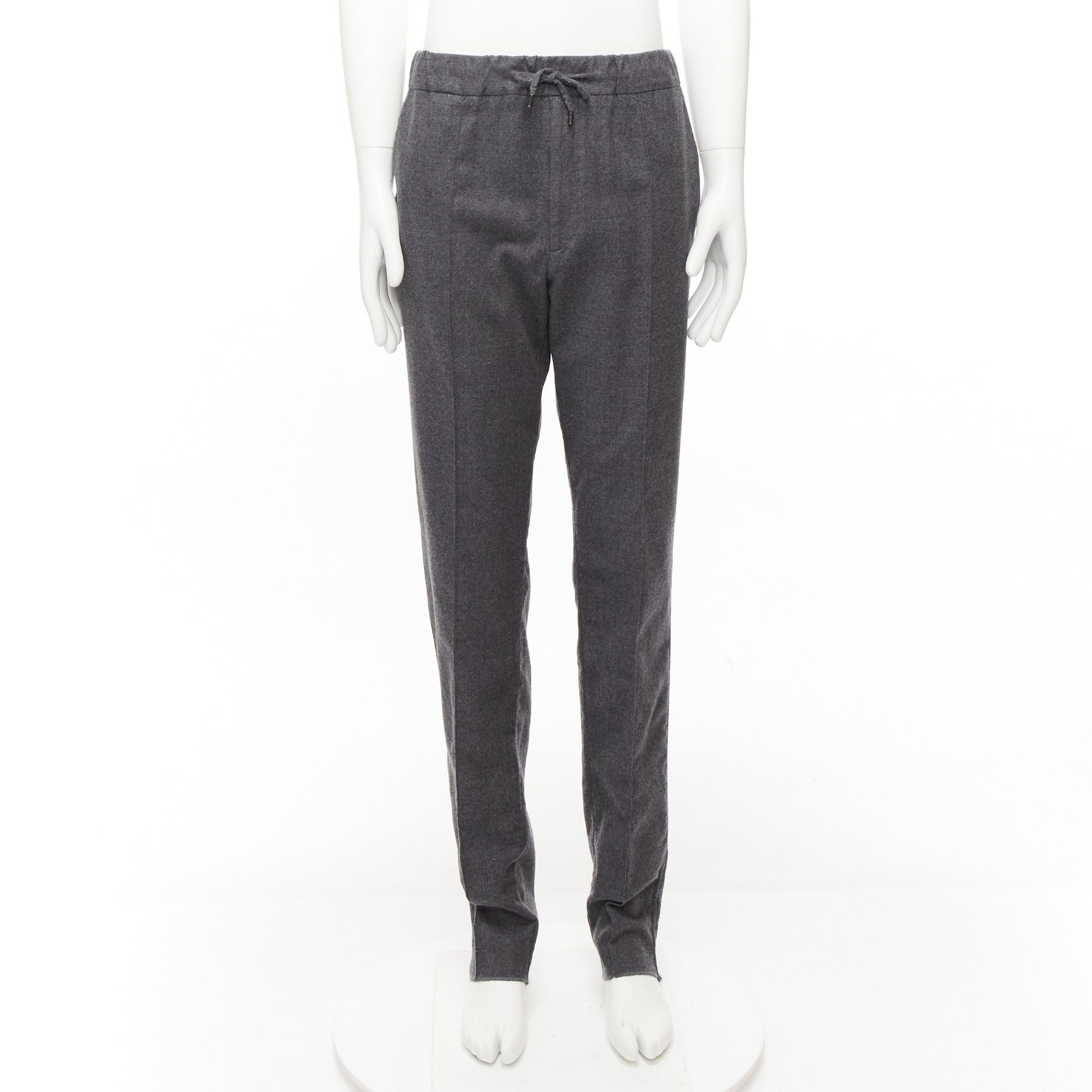 Fendi FENDI 100% virgin wool grey drawstring waistband casual dress trousers IT46 S Size 46R - 1 Thumbnail