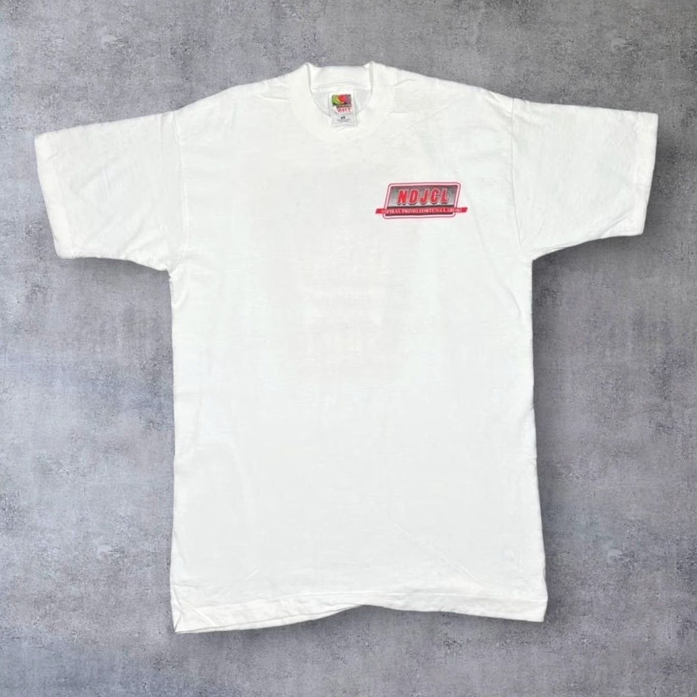 Fruit Of The Loom Vintage 90’s NDJCL Fortune Smiled Souvenir Graphic Single Stitch T-Shirt M White Mens Size US M / EU 48-50 / 2 - 2 Thumbnail