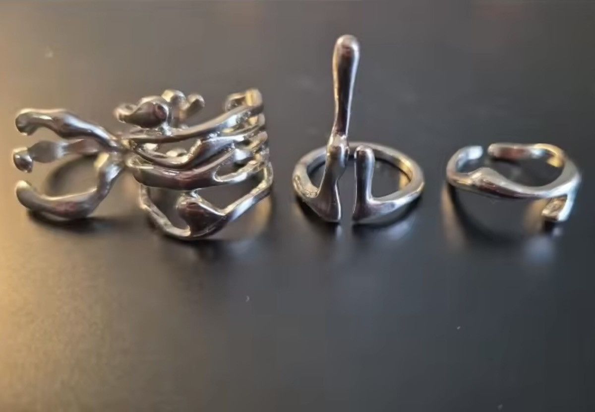 Jewelry 4pc Set Vintage Elegant Irregular Hollow Rings Size ONE SIZE - 3 Thumbnail