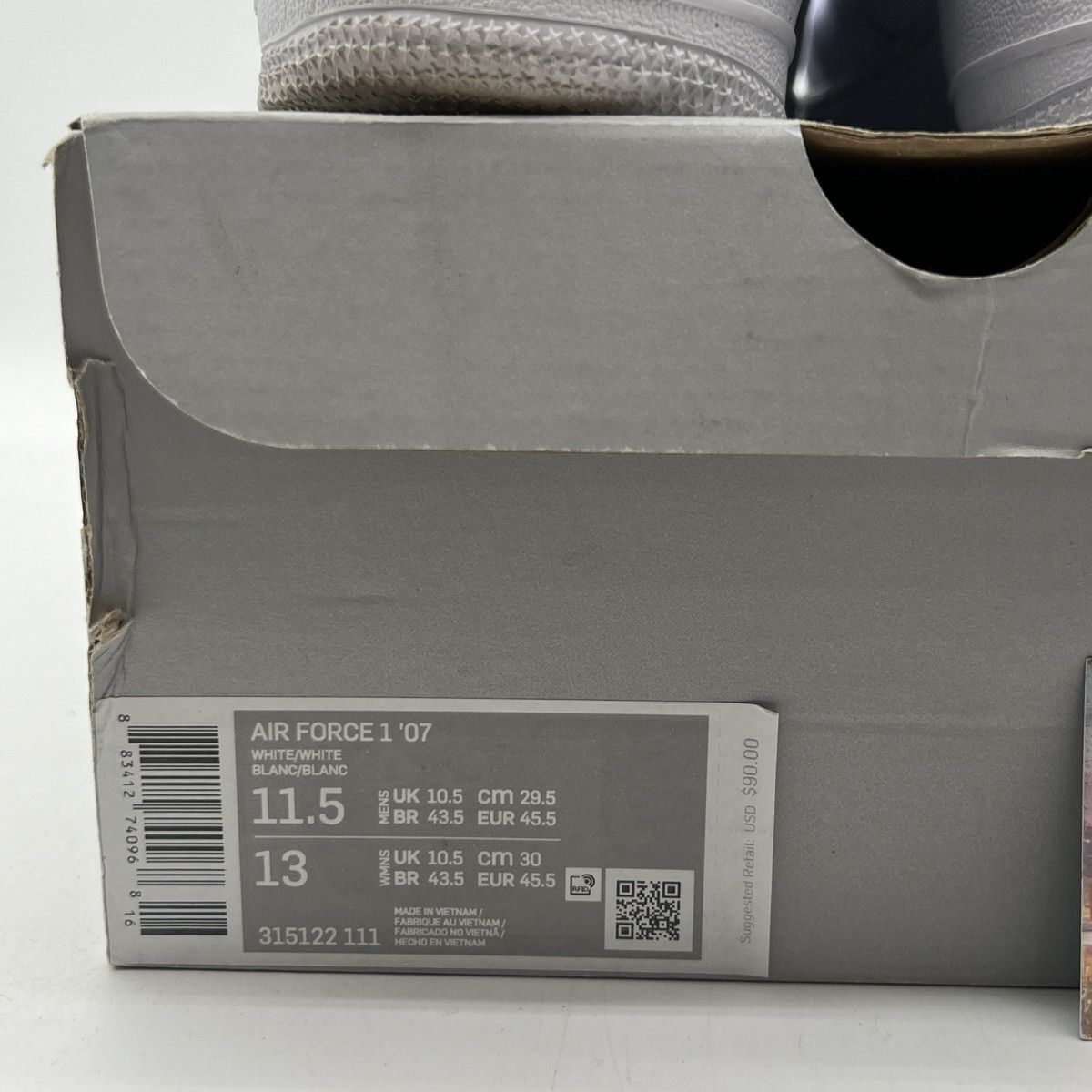 Nike Air Force 1 07 white Size US 11.5 / EU 44-45 - 6 Thumbnail