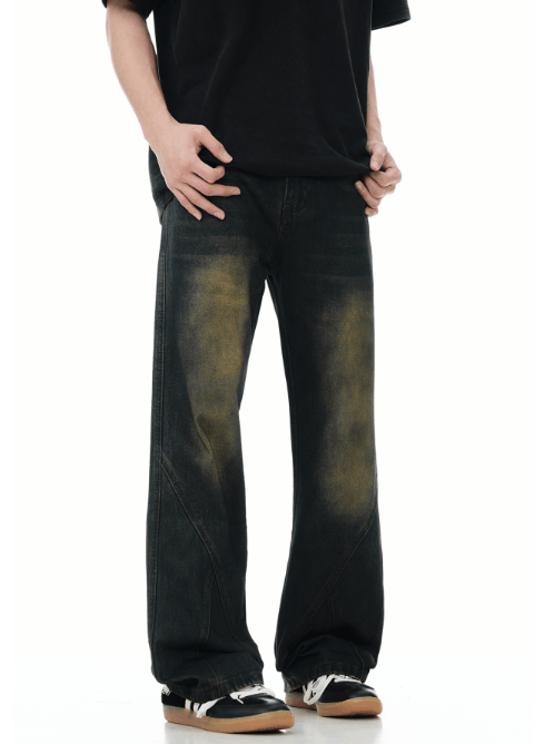 Japanese Brand American retro dirty dyed distressed washed flared jeans Size US 32 / EU 48 - 1 Thumbnail