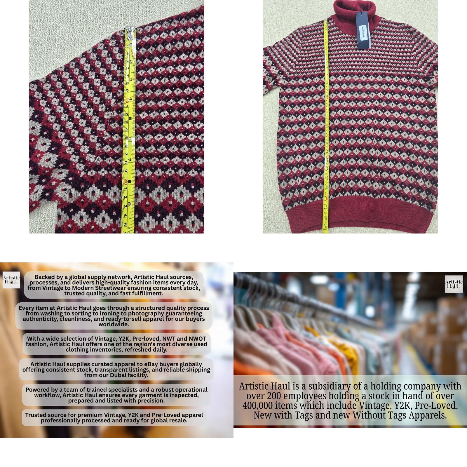 Harmont & Blaine Harmont & Blaine Men’s Burgundy Checkered Turtleneck Sweater Italy, XL, Knit Jacquard, Casual Size US XL / EU 56 / 4 - 8 Thumbnail