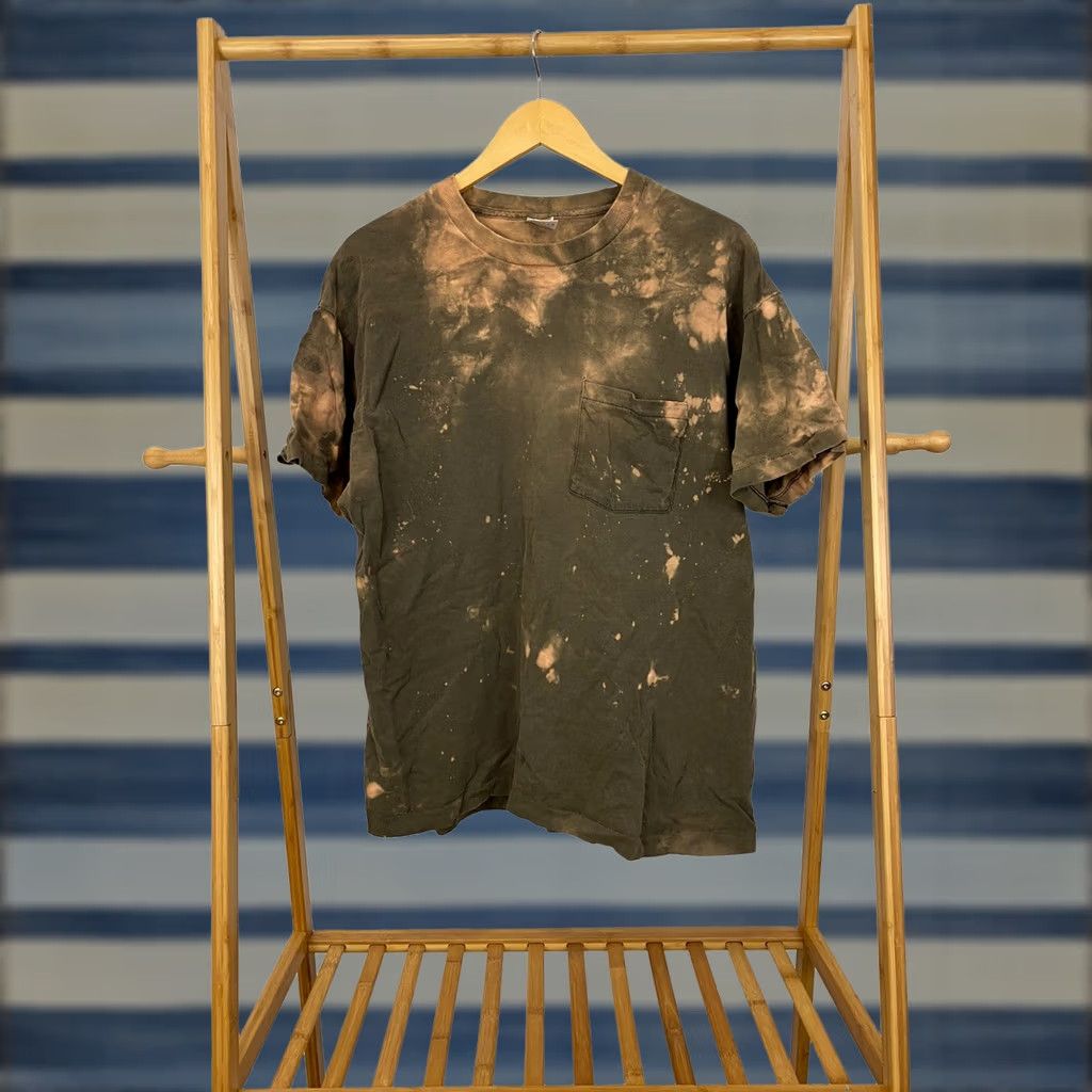 Fruit Of The Loom VINTAGE Fruit Of The Loom T-Shirt XL 90s Bleach Stain Selvedge Pocket Single Stitch Brown Tan Mens Size US XL / EU 56 / 4 - 1 Thumbnail