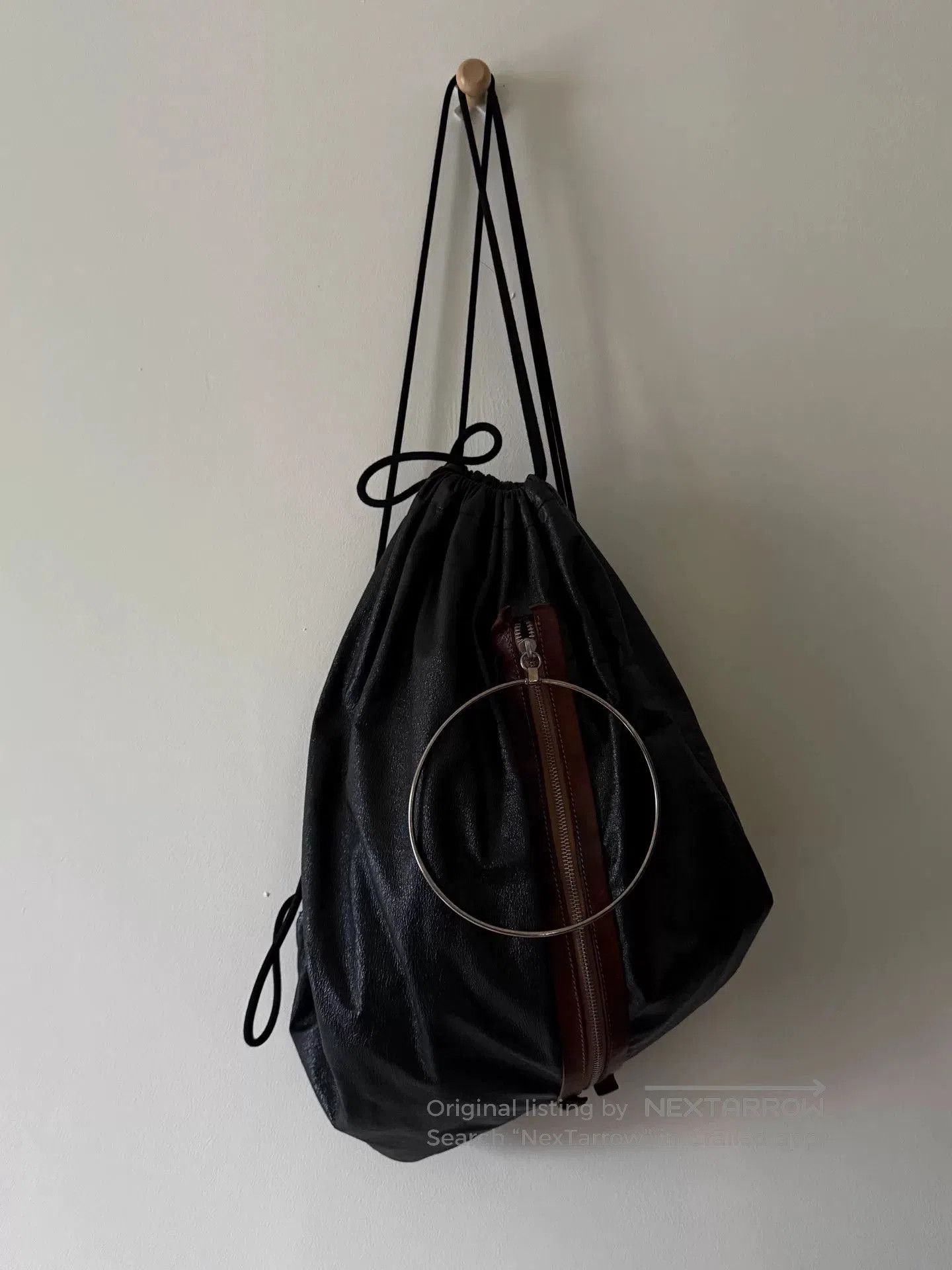MM6 oversized black leather drawstring bag. Size ONE SIZE - 1 Thumbnail