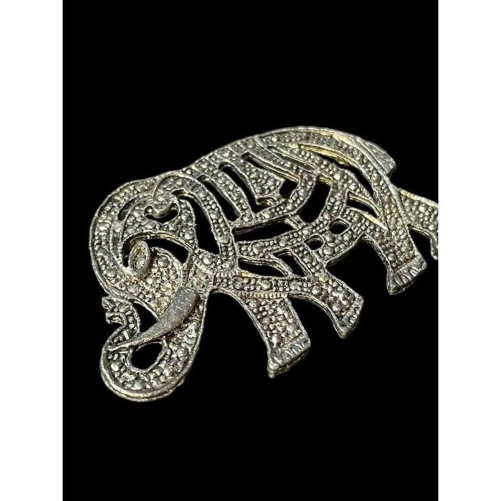 Jewelry Vintage Silver Tone Marcasite Elephant Brooch Pin Size ONE SIZE - 3 Thumbnail