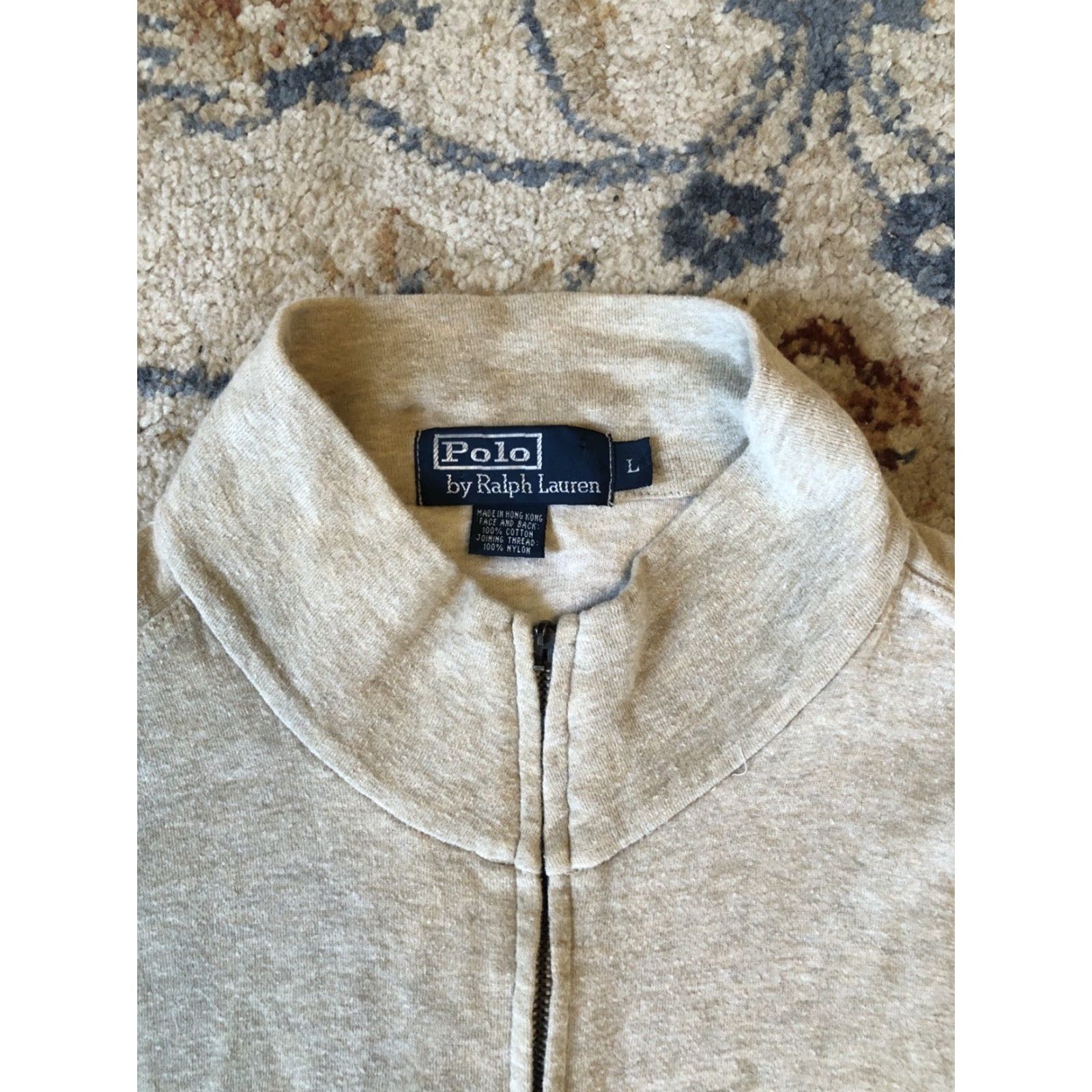 Ralph Lauren Polo Ralph Lauren Jacket Full Zip Men's L Beige Solid Cotton Knit Casual Size US L / EU 52-54 / 3 - 2 Thumbnail