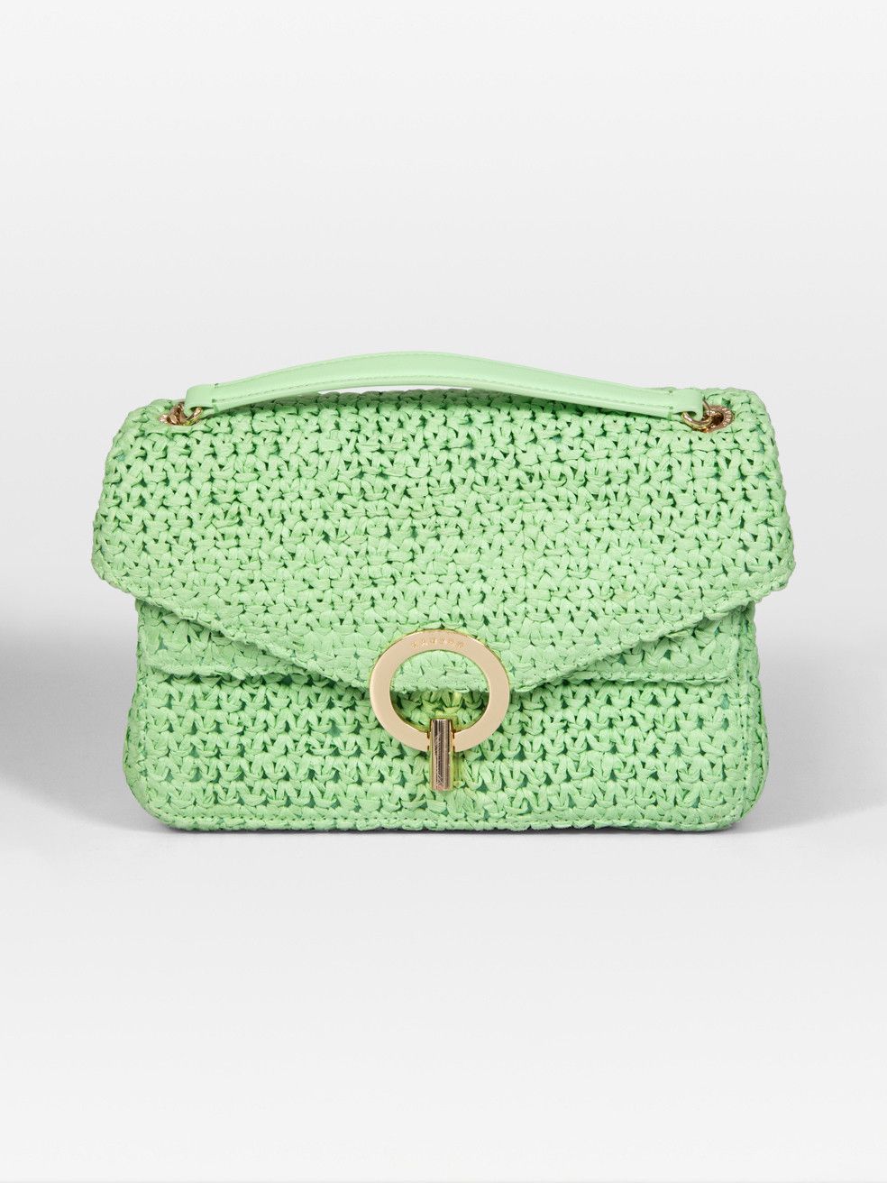 Sandro Green Raffia Yza Shoulder Bag, Women's