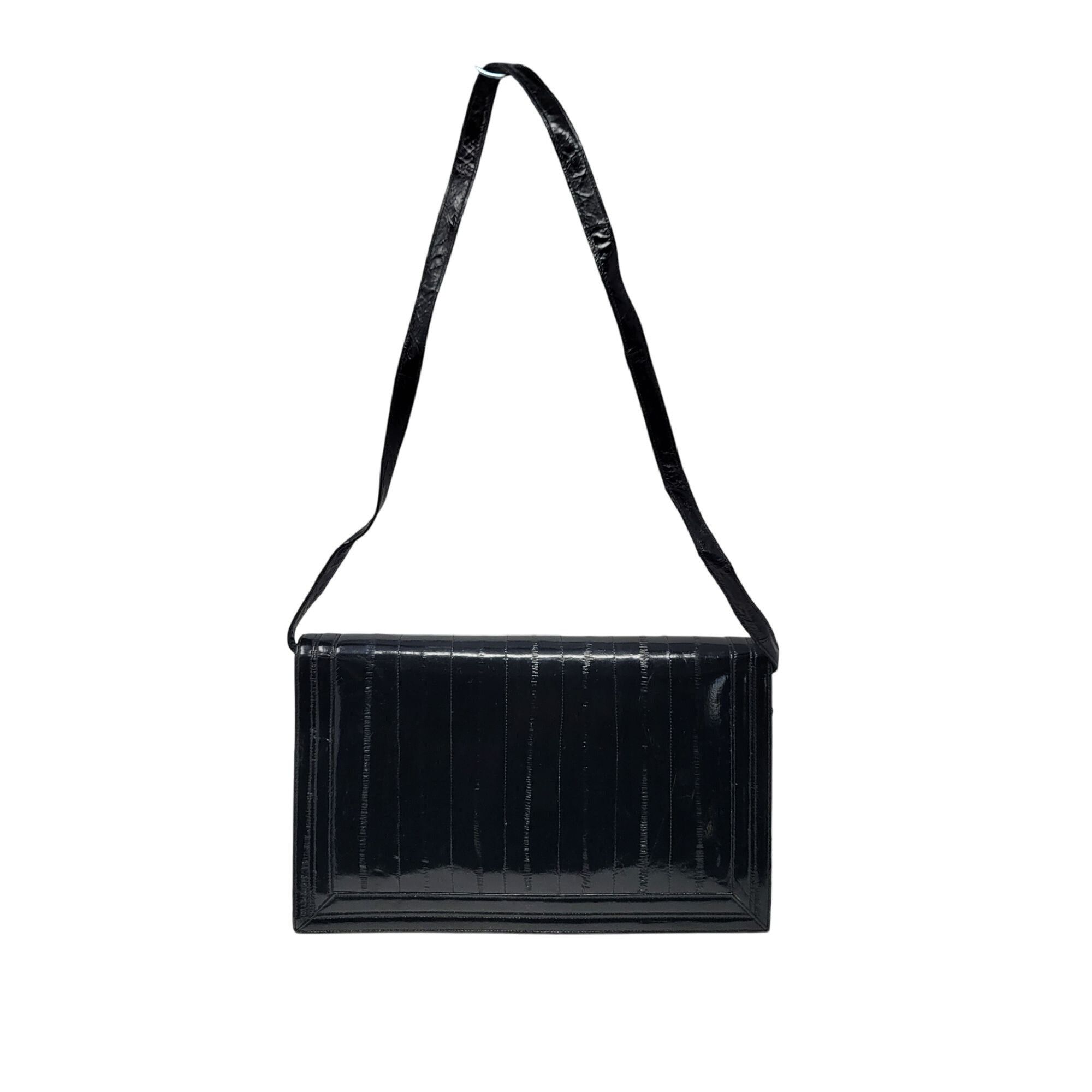 Vintage Vintage Womens Genuine Eel Skin Convertible Clutch Black Kor Size ONE SIZE - 1 Thumbnail