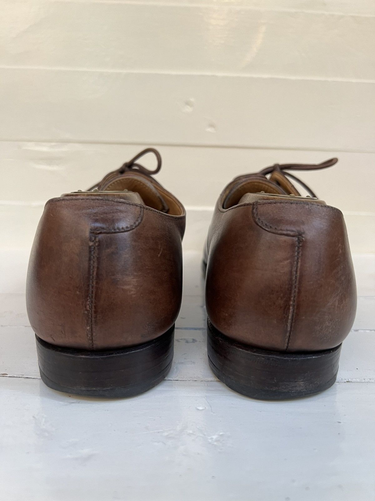 Crockett & Jones Crockett & Jones Hallam Brown Leather Cap-toe Balmoral Shoes Size US 9.5 / EU 42-43 - 7 Thumbnail