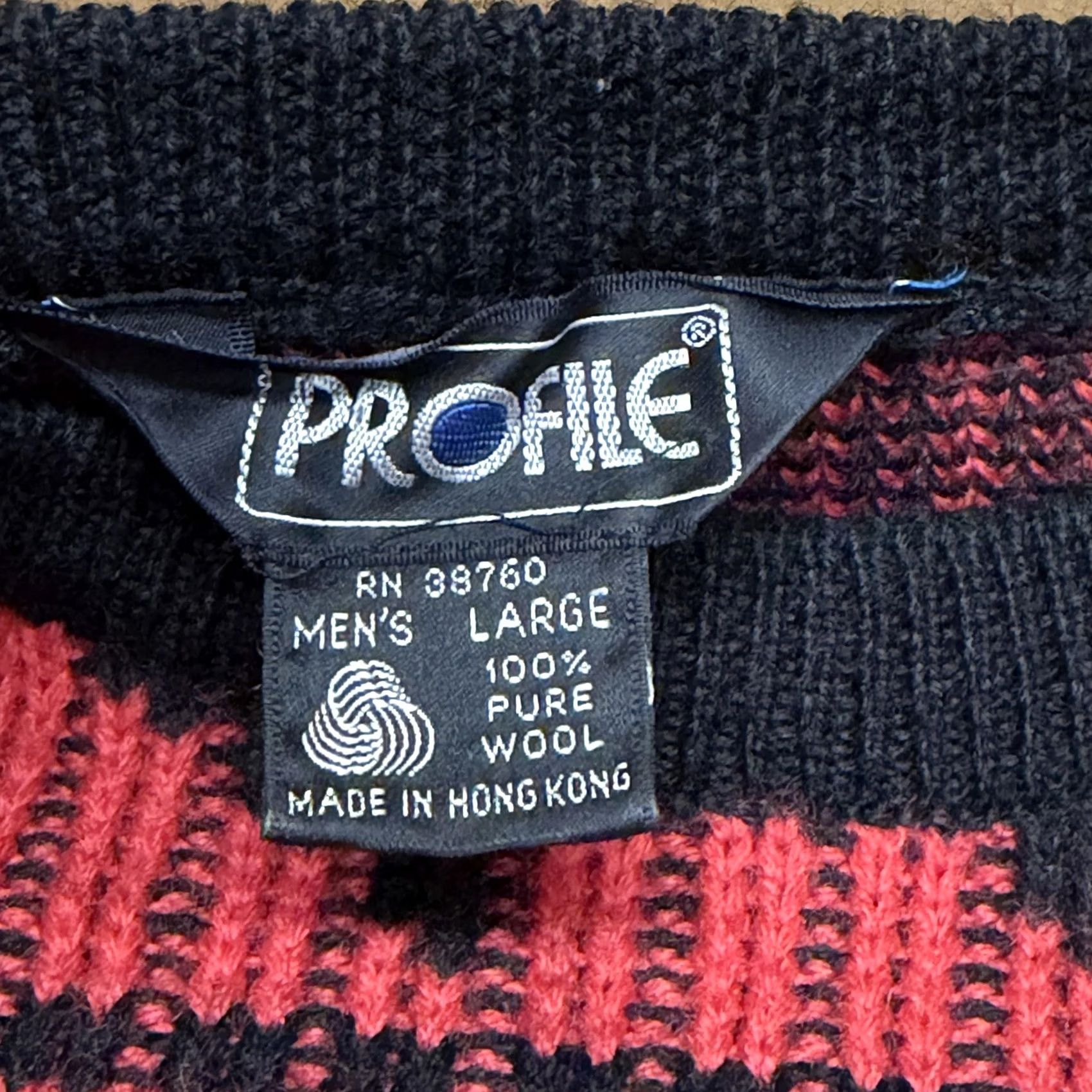 Vintage VINTAGE Profile Sweater Mens L Red Wool Geometric Crewneck Pullover 90s Size US L / EU 52-54 / 3 - 3 Thumbnail
