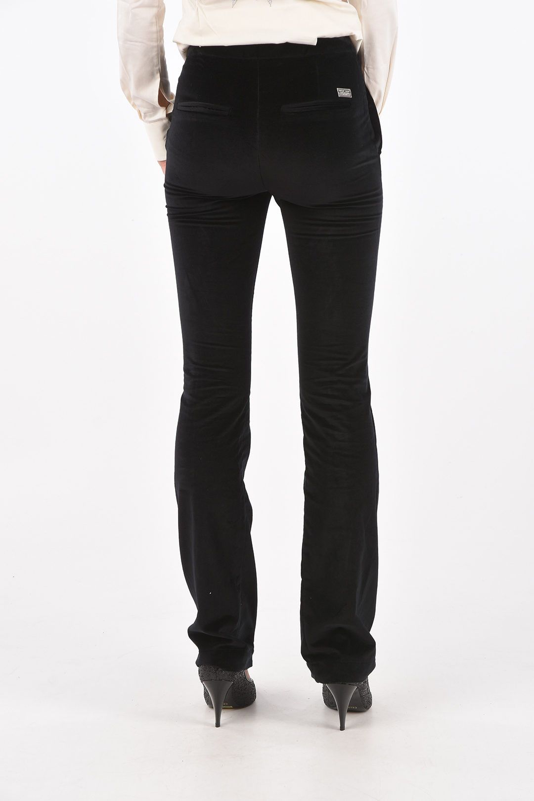 Philipp Plein og1mm0824 Velvet Pants With Front Zips in Black Size 28" / US 6 / IT 42 - 2 Thumbnail