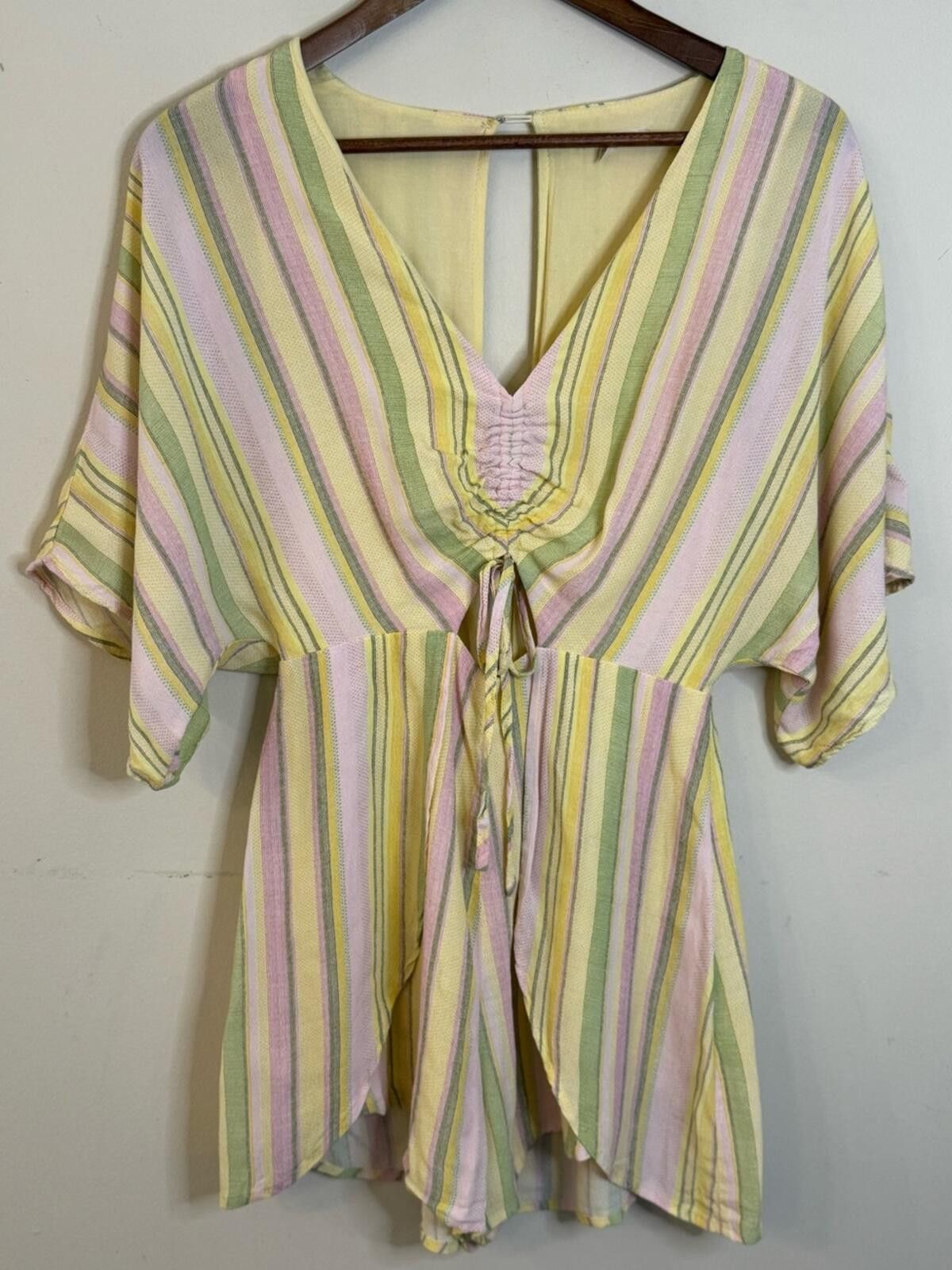 Other Le Lis pastel stripe romper open back pink green yellow SZ M Size 32" / US 10 / IT 46 - 1 Thumbnail