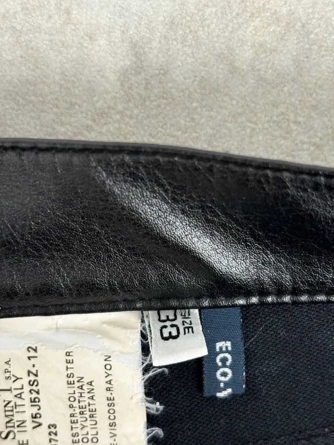 Armani 2000s Armani Black Avant-Garde Faux Leather Pants Size US 33 - 11 Thumbnail