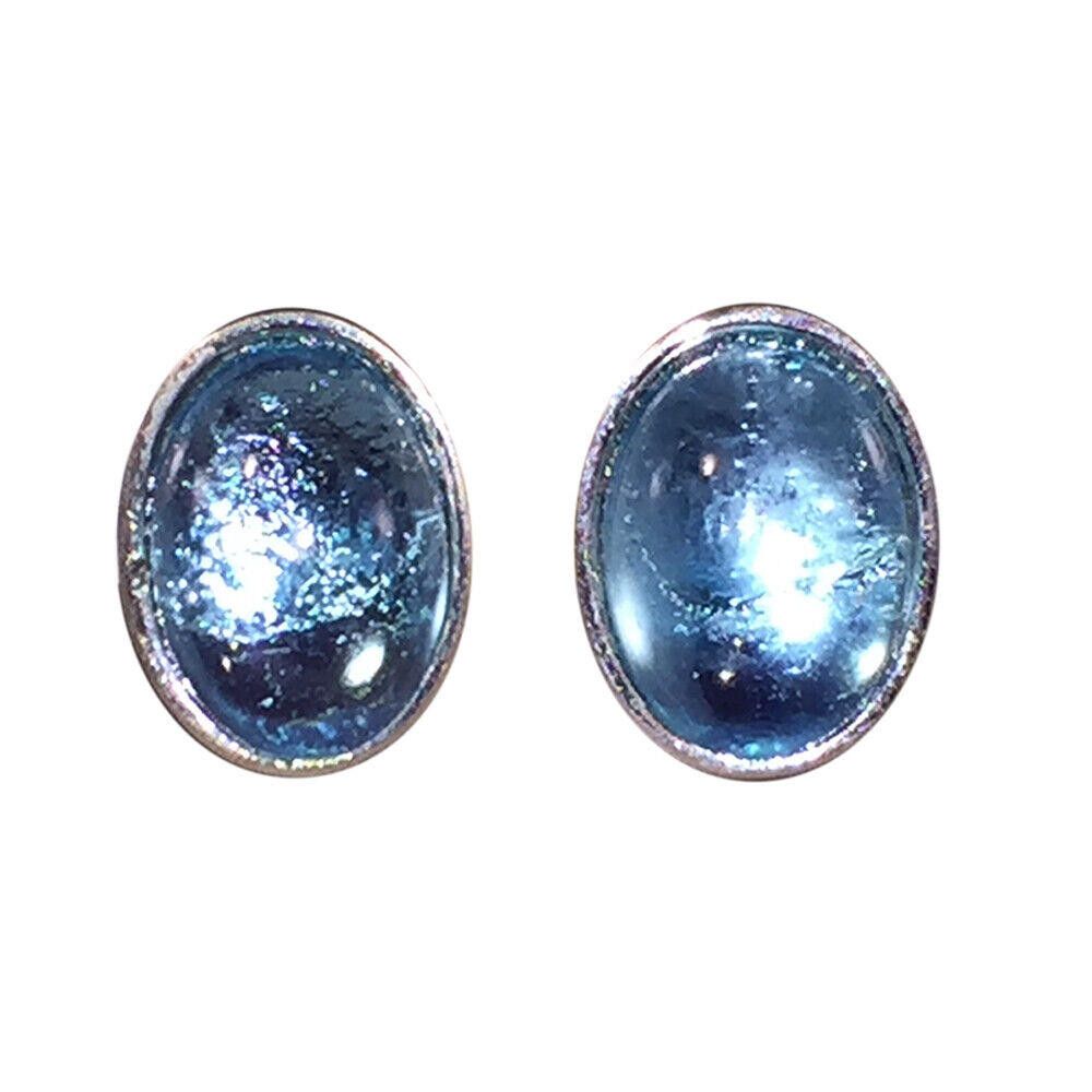 Dior Christian Oval Light Blue Jelly Belly Silver Tone Earrings Size ONE SIZE - 1 Thumbnail