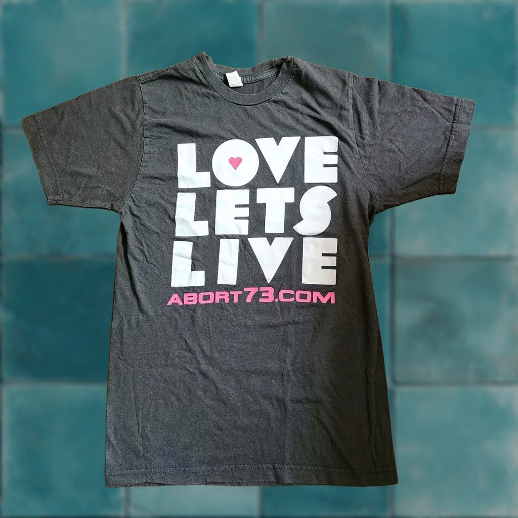 Vintage Abort73.com Women's T-Shirt - Love Let's Live Pro-Life Crew Neck Short Sleeve Black 100% Cotton Small Size S / US 4 / IT 40 - 1 Thumbnail