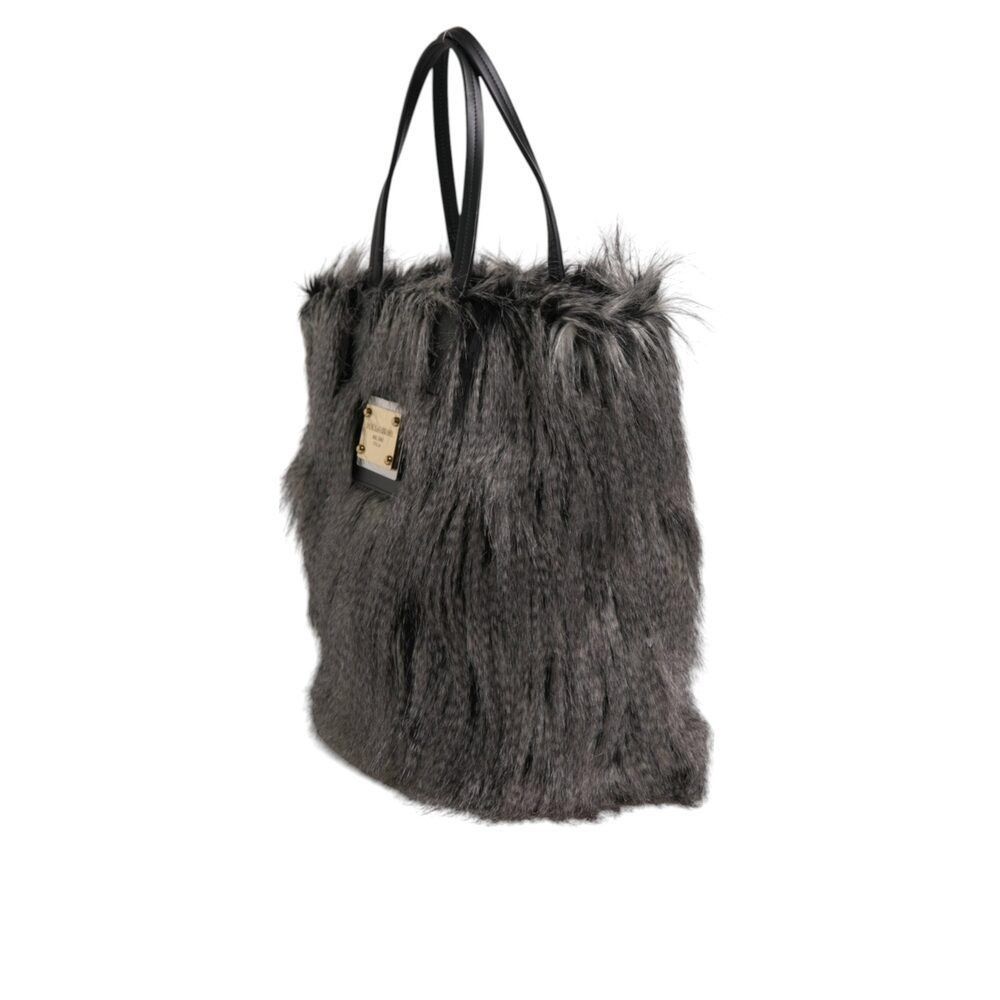 Dolce & Gabbana Dolce & Gabbana Black Oversize Faux Fur Shopping Tote Bag Wo Size ONE SIZE - 3 Thumbnail