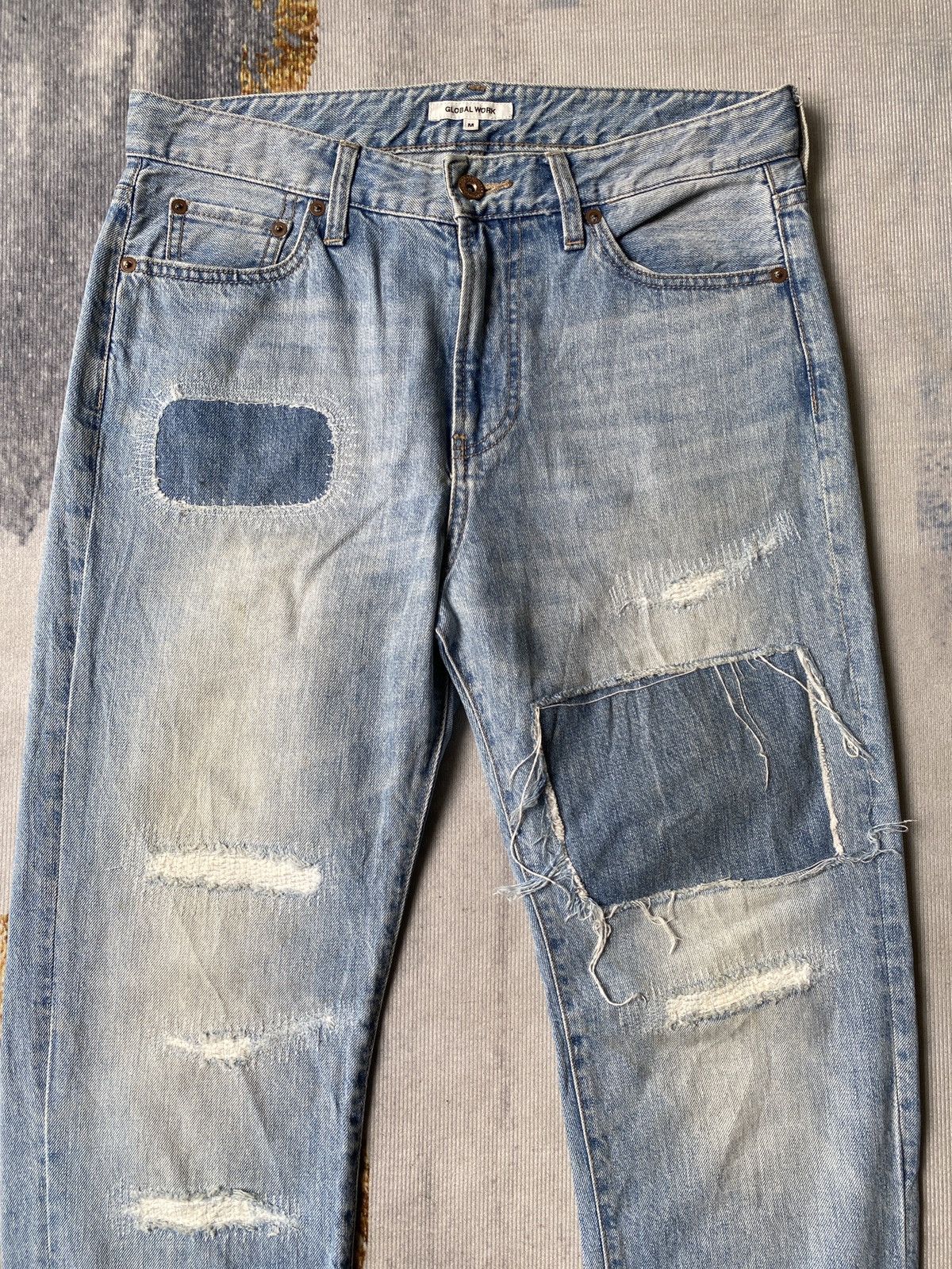 Global Work × Japanese Brand Global Work Japan Distressed Patchwork Design Jeans Size US 32 / EU 48 - 5 Thumbnail