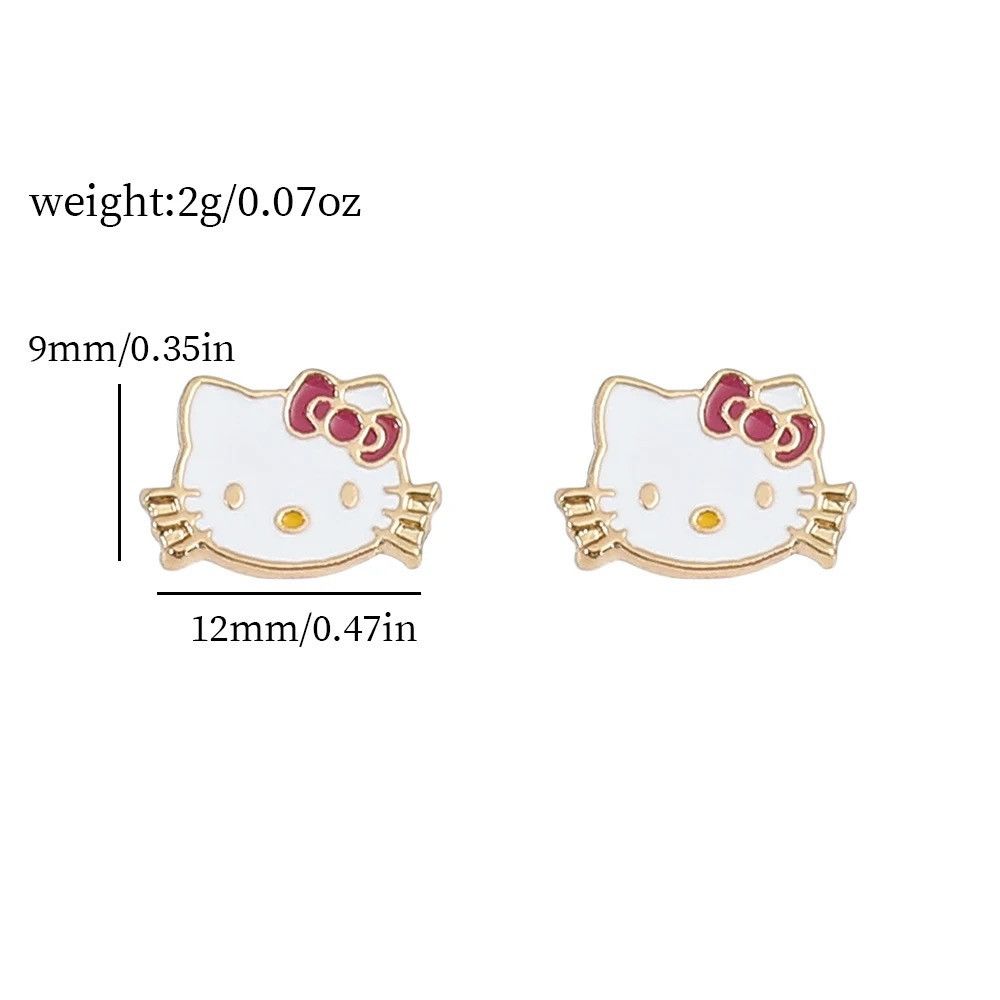 Jewelry Hello Kitty Kawaii Kitty Cat Small Earrings Studs Size ONE SIZE - 6 Thumbnail