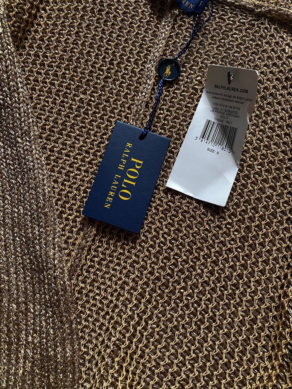 Polo Ralph Lauren × Vintage NEW Polo Ralph Lauren LS Fringe Cardigan Gold Size S / US 4 / IT 40 - 7 Thumbnail