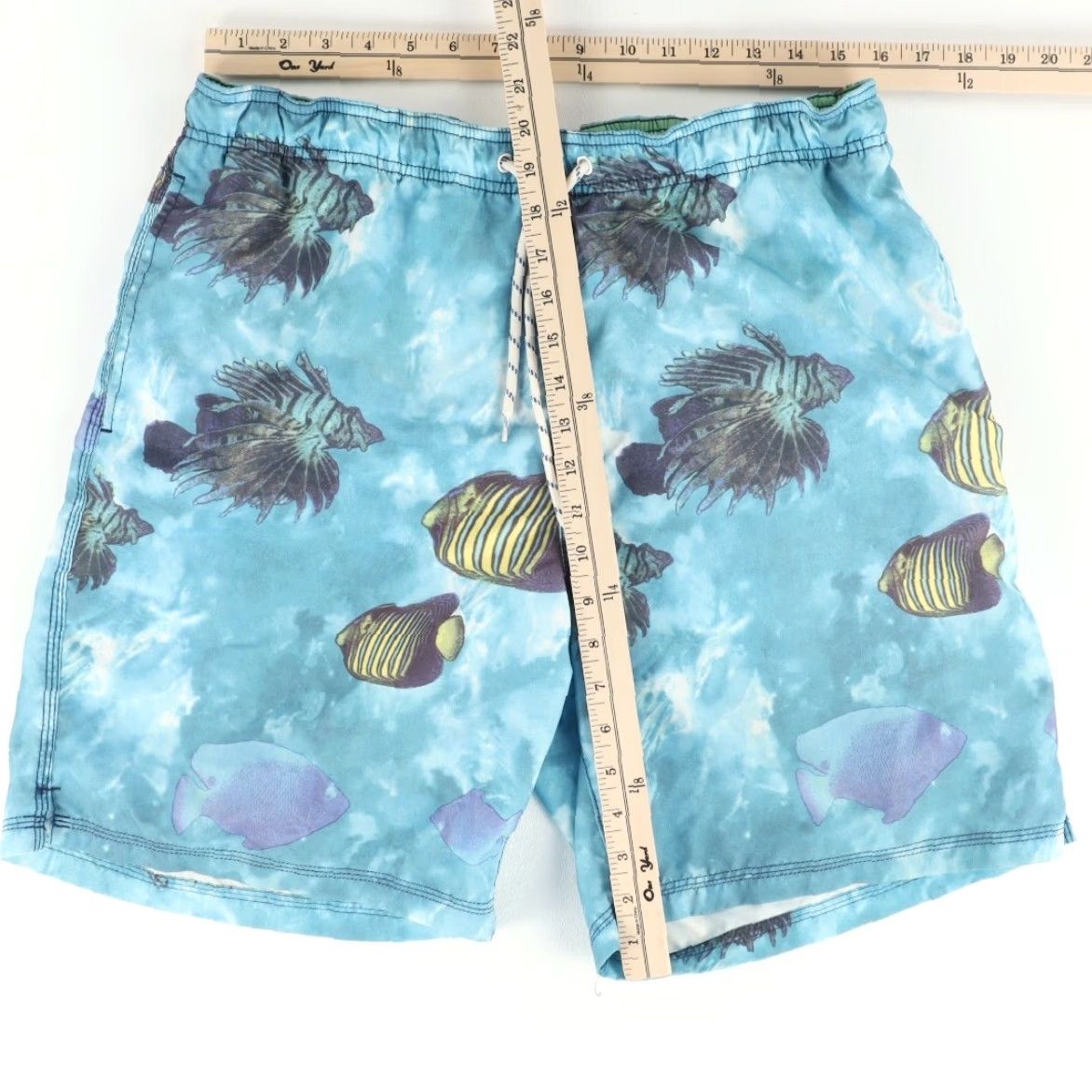 CO Islandia Clothing Co Reef Fish Swimming Shorts Blue All Over Print Men's L Size US 33 - 3 Thumbnail