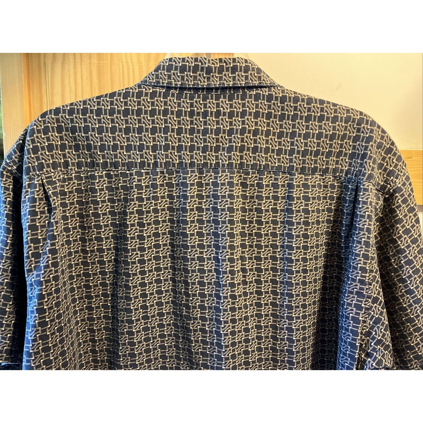 Other Knightsbridge VTG Shirt Mens L Navy Geometric Button Cotton Size US L / EU 52-54 / 3 - 7 Thumbnail