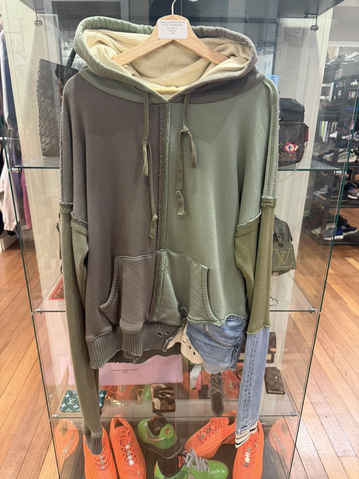 Greg Lauren Greg Lauren Denim Hybrid Hoodie - Olive & Denim Size US M / EU 48-50 / 2 - 1 Thumbnail