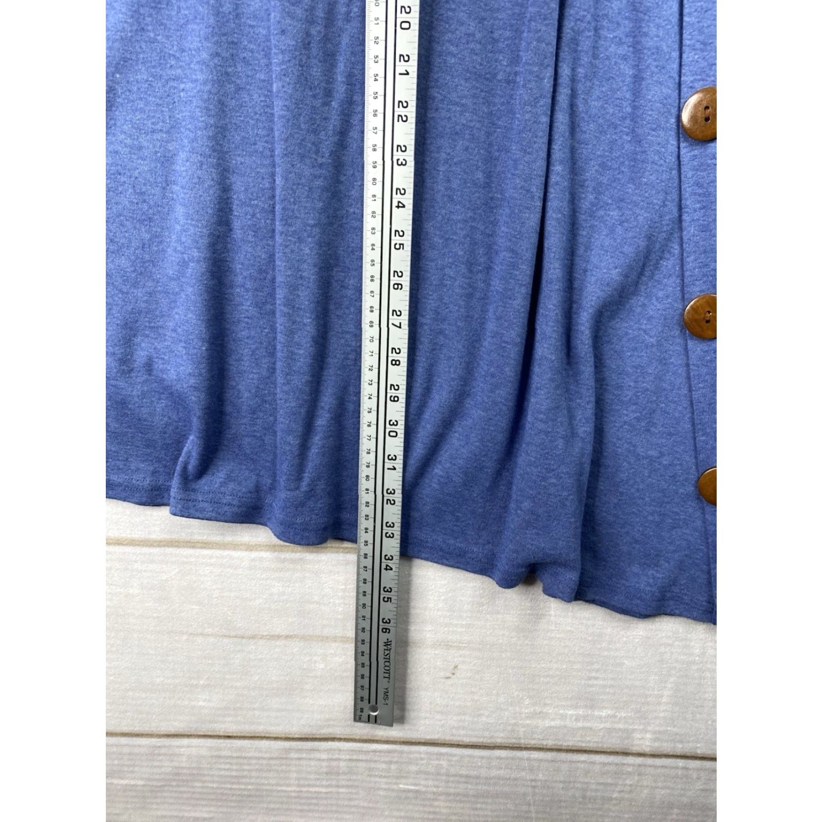 Vintage iGENJUN Dress Womens XL Blue Button Detail Asymmetrical Long Sleeve Knit Stretch Size XL / US 12-14 / IT 48-50 - 4 Thumbnail