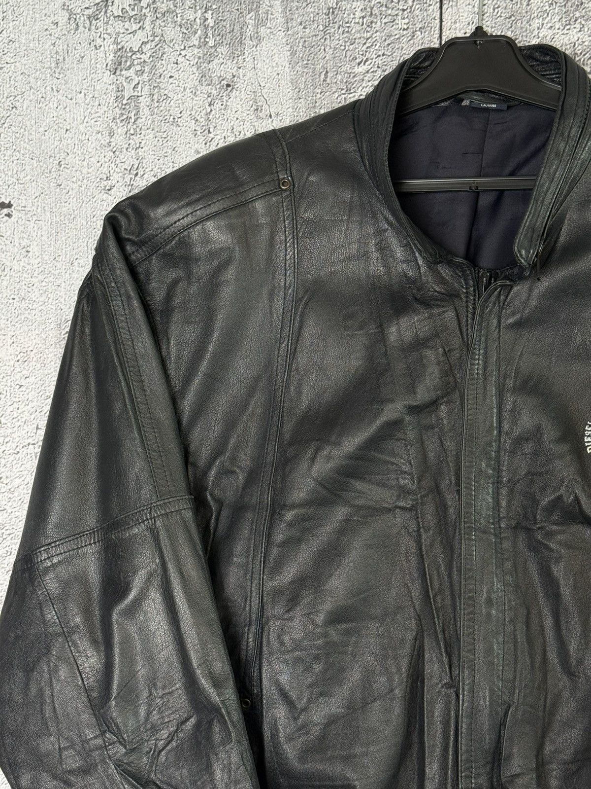 Diesel Diesel Oversized Leather Bomber Jacket Embroidered Big Logo Size US XL / EU 56 / 4 - 12 Thumbnail