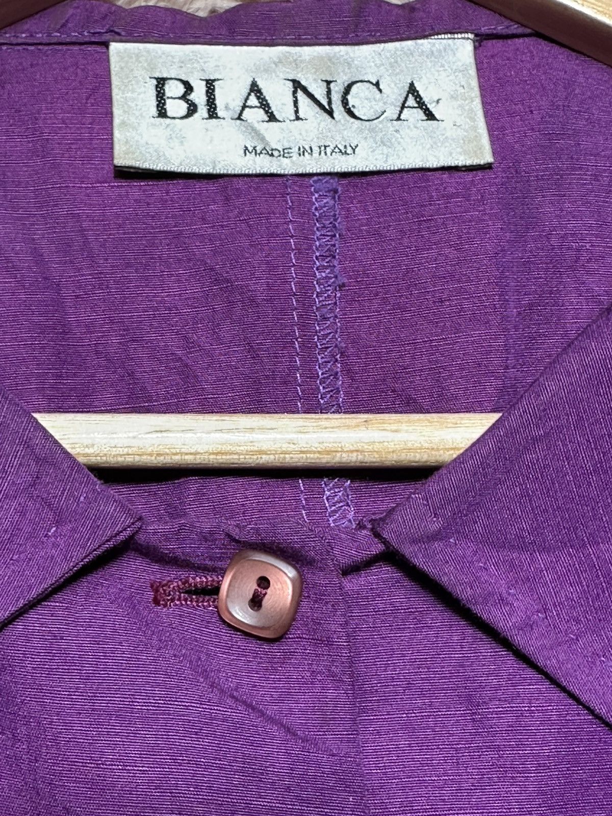 Vintage BIANCA purple collared button-down blouse made in italy Size L / US 10 / IT 46 - 7 Thumbnail