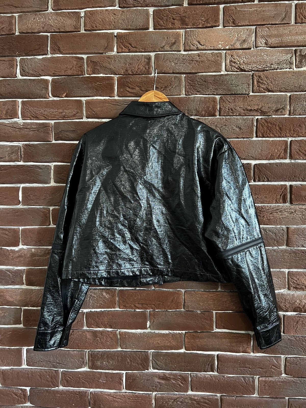 Vintage Y2k Black Vinyl Avant Garde Cropped Jacket Dark Gothic Rave Size US S / EU 44-46 / 1 - 2 Thumbnail