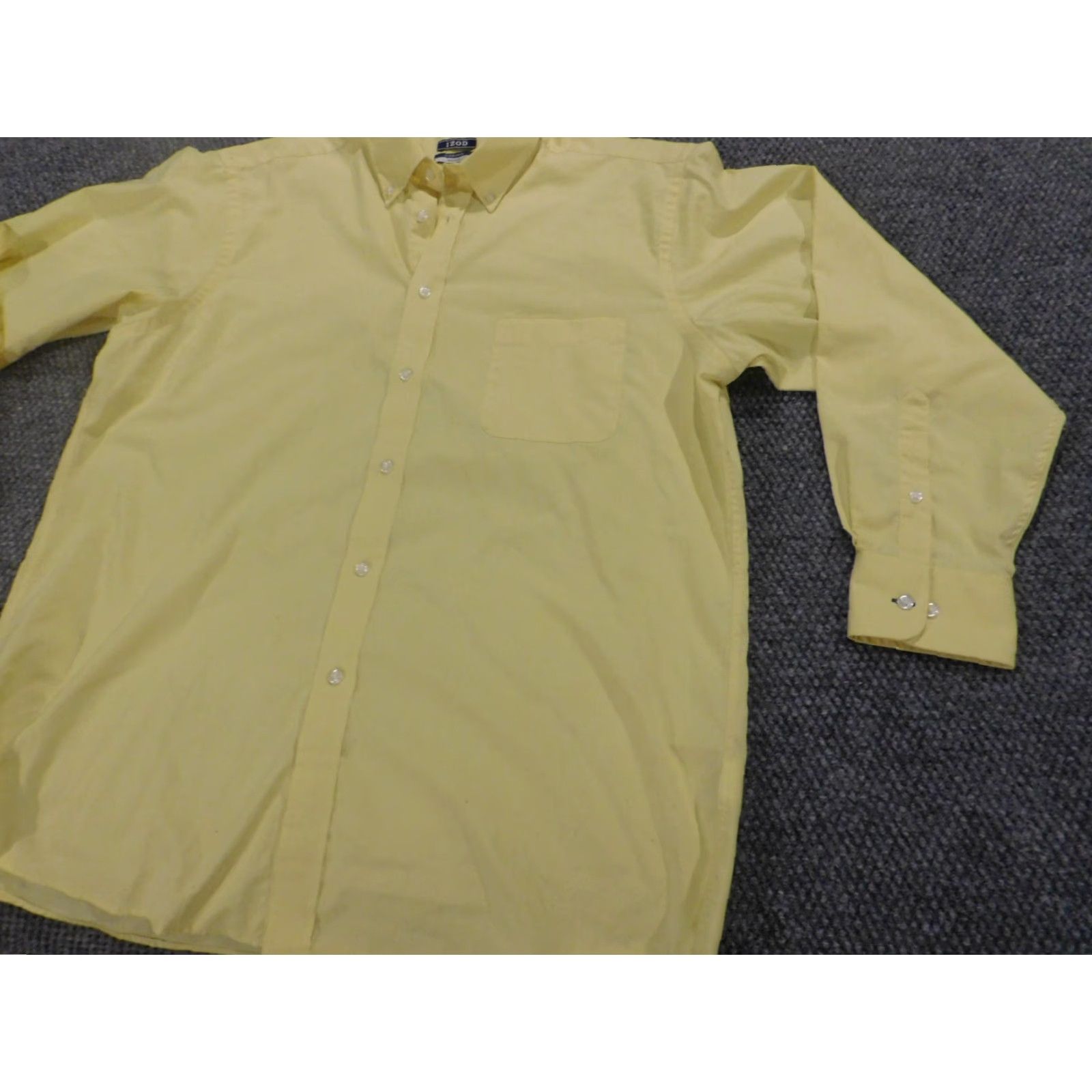 Izod IZOD Mens Button-Up Shirt Large Yellow Cotton Knit Stretch Regular Fit Long Sleeve Collared N/A Logo Vintage: No Mens Size US L / EU 52-54 / 3 - 3 Thumbnail