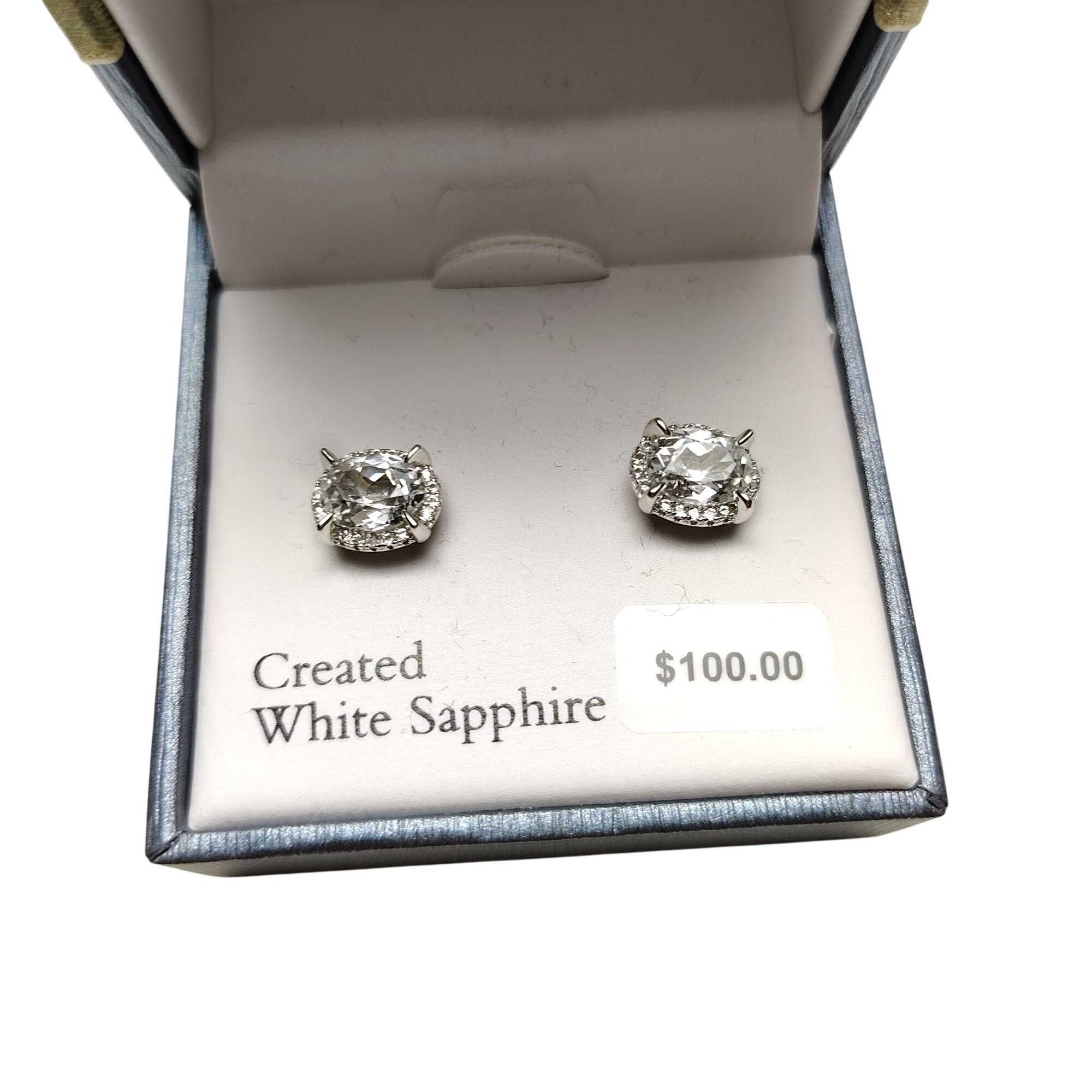 Other Created White Sapphire Sterling Silver Stud Earrings Gemston Size ONE SIZE - 3 Thumbnail