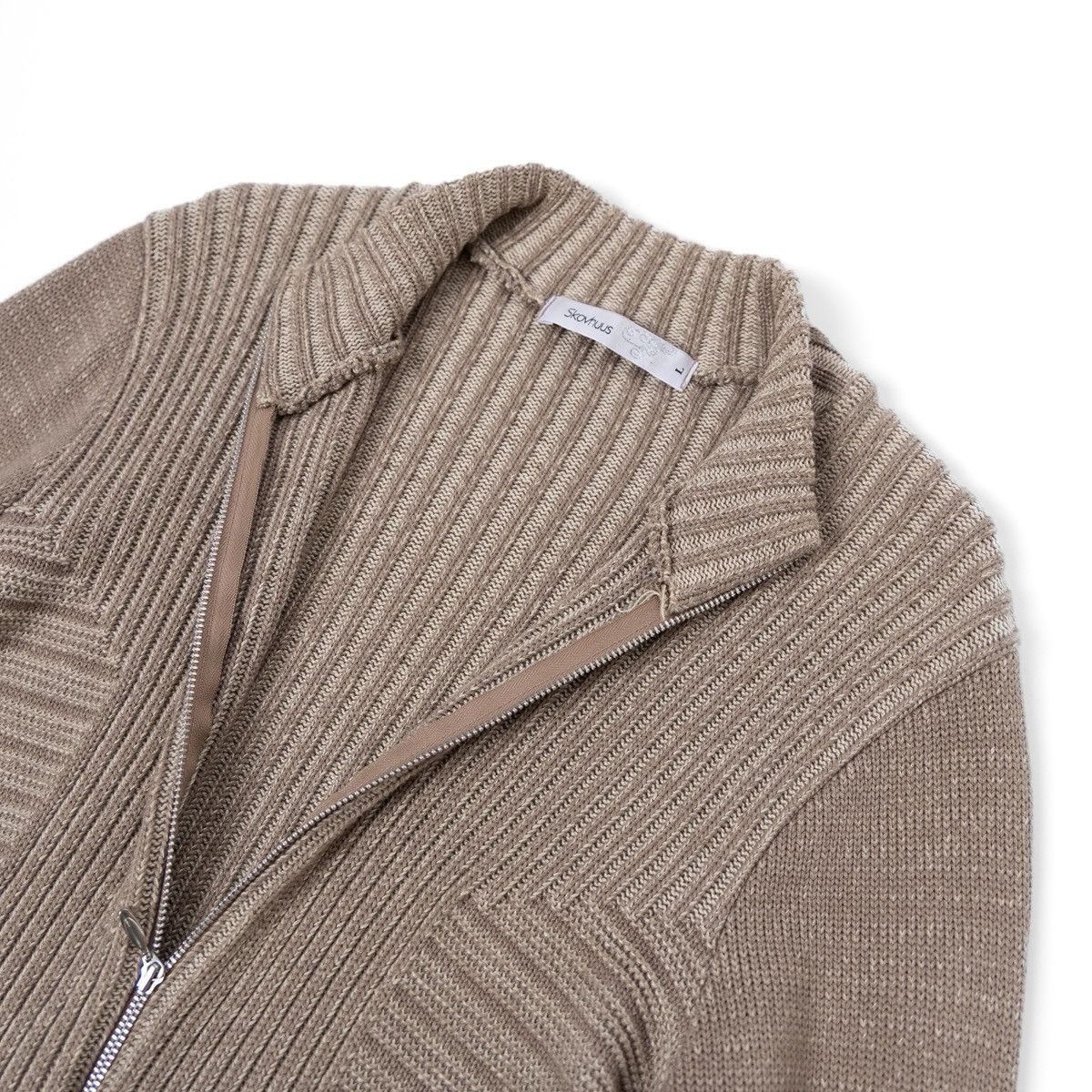 Other Skovhuus Beige Zip Sweater Rib Knit Made in Denmark Cardigan Size L / US 10 / IT 46 - 5 Thumbnail