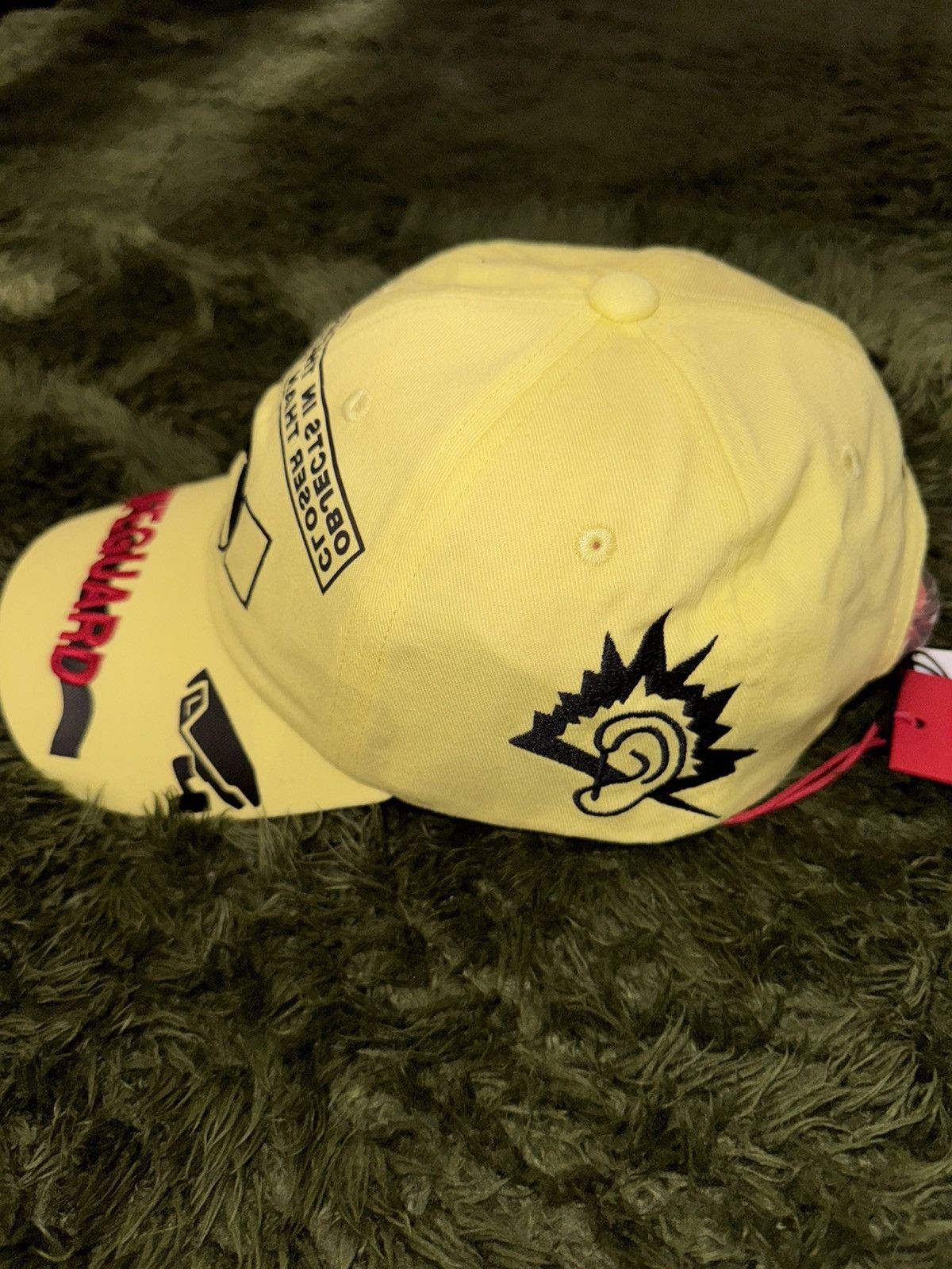 032c [OS] 032c Logo Embroidery “WARNING” Cap Yellow Size ONE SIZE - 3 Thumbnail