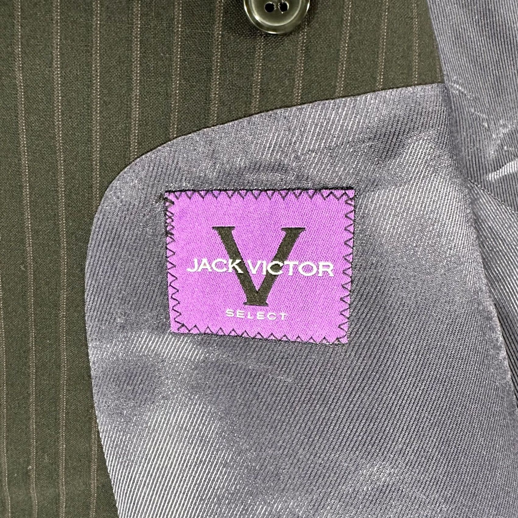 Jack Victor Jack Victor Blazer Mens 44R Black Wool Striped Notch Lapel Single-Breasted Two-Button Front Flat Front Double-Vented Coat Jacket Size 44R - 4 Thumbnail