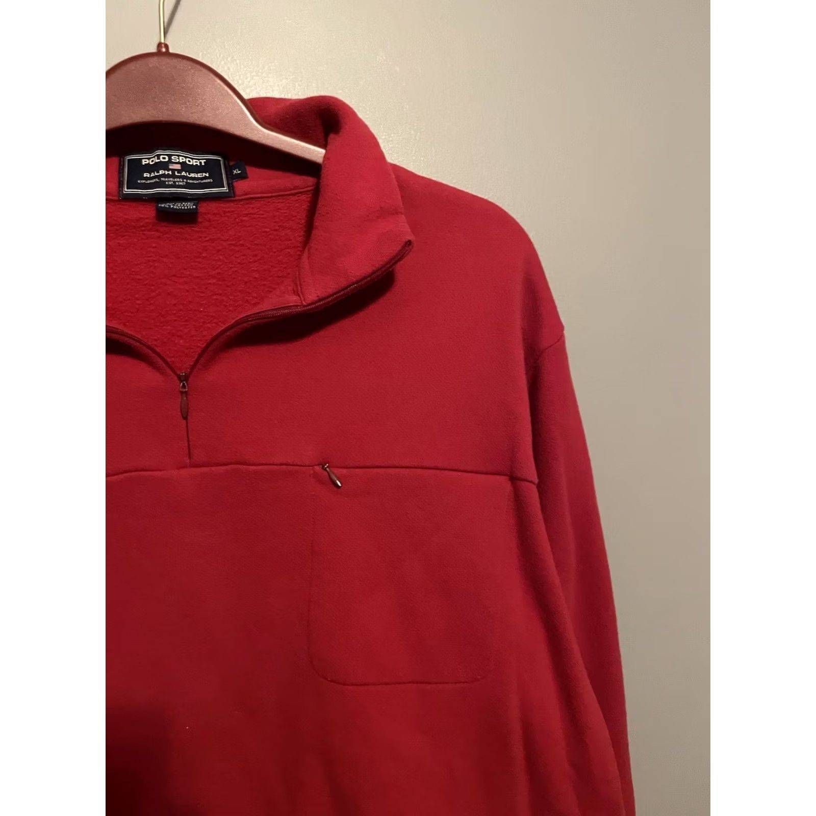 Ralph Lauren VINTAGE Polo Sport Ralph Lauren Women’s Quarter Zip Red Size XL Pullover Knit Sweater with Logo Zipper Size XL / US 12-14 / IT 48-50 - 4 Thumbnail
