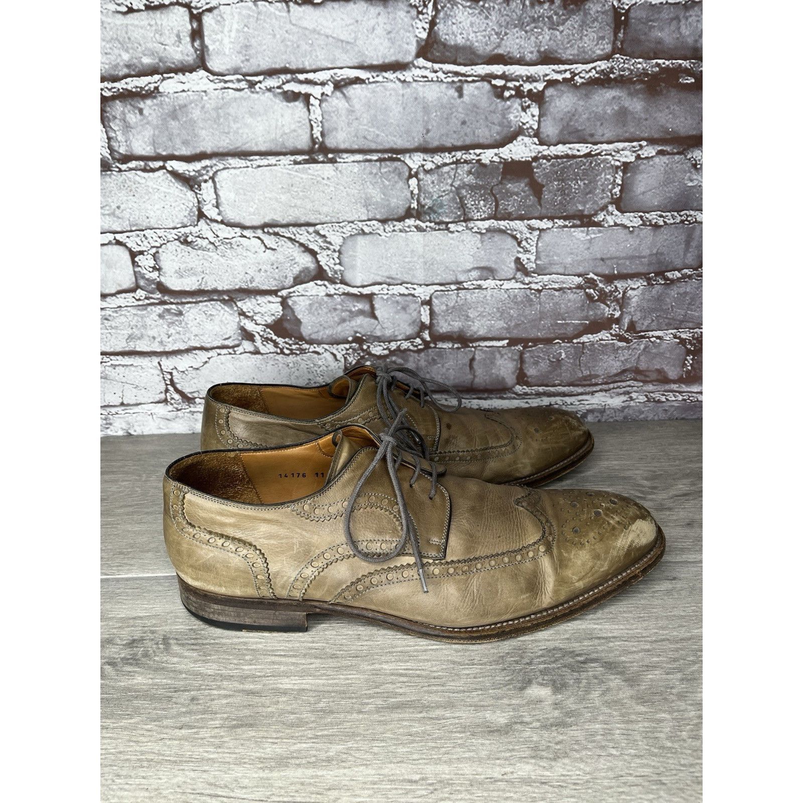 Magnanni MAGNANNI Gray Leather Brogue Wingtip Derby Lace Dress Shoes Size US 11 / EU 44 - 15 Thumbnail