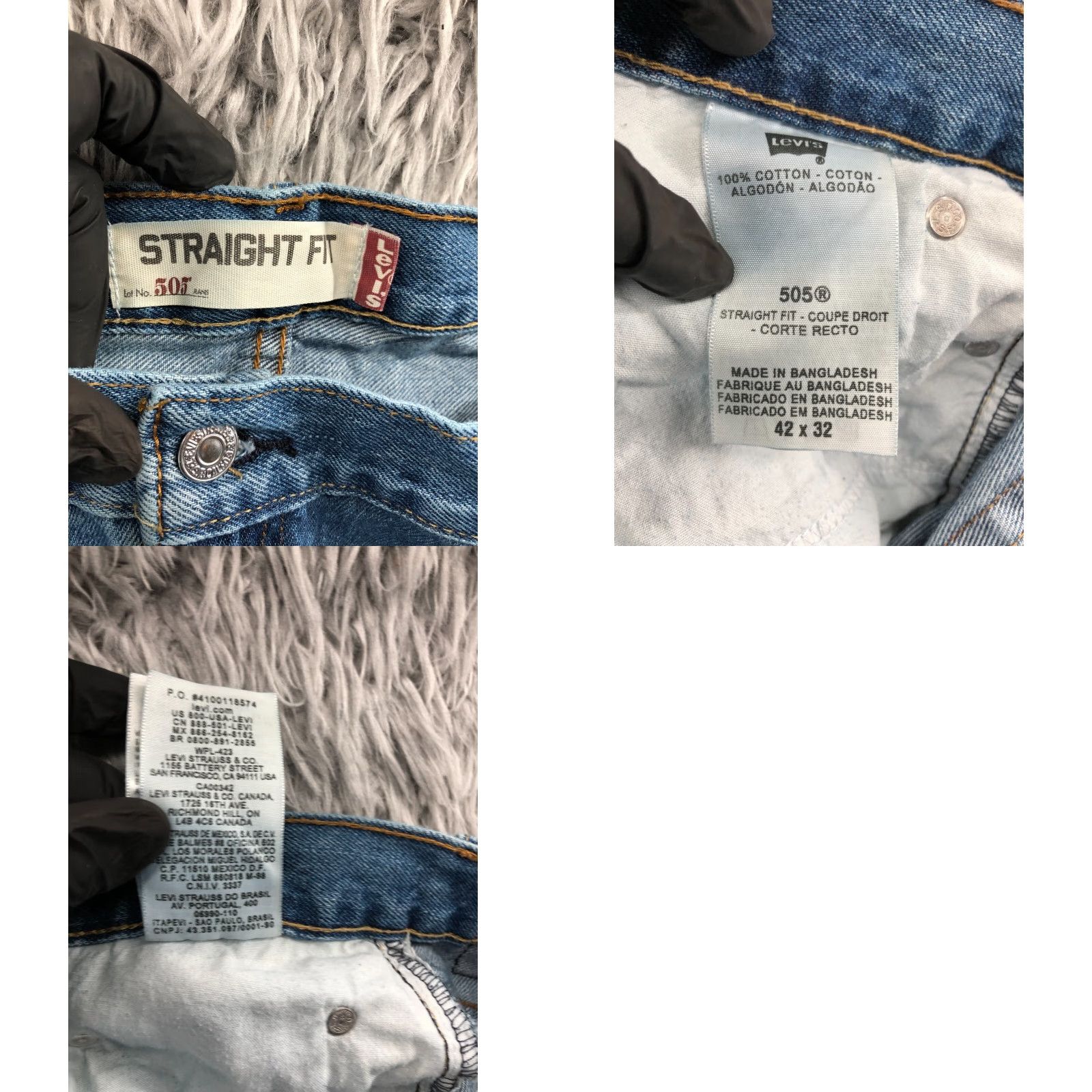 Levi's Levi's 505 Jeans Mens Regular Straight 42x32 Blue Mid Rise Denim 5-Pocket Belt Loops Cotton Blend 42 in Inseam 32in Vintage No Size US 42 / EU 58 - 8 Thumbnail