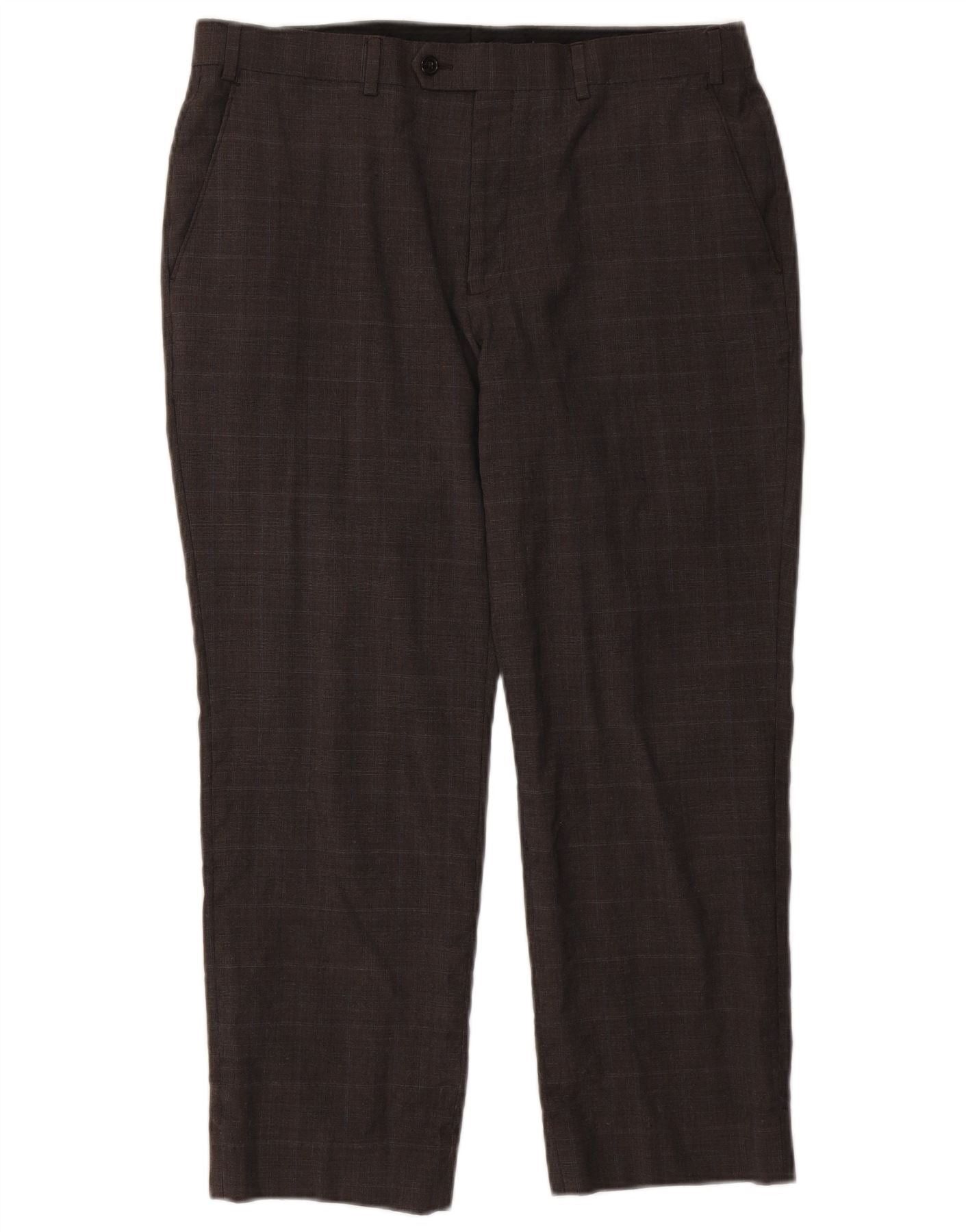 Ralph Lauren Mens Straight Suit Trousers W36 L26 Grey Check Wool Size 36R - 1 Thumbnail