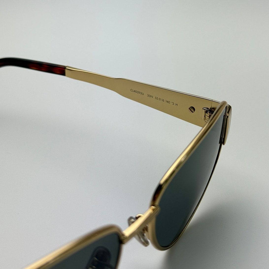 Celine NEW Celine Sunglasses Metal Triomphe CL40293U 30N Gold Green Size ONE SIZE - 7 Thumbnail