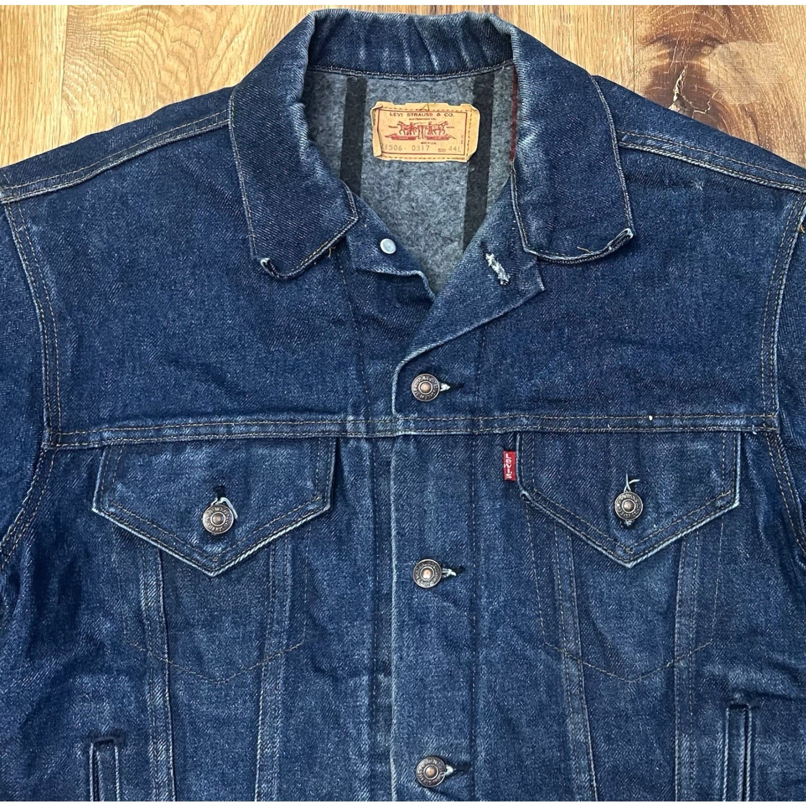 Denime VINTAGE Levi Strauss Denim Jacket Mens 44L Blue USA Lined Denim 71506-0317 Jacket Mens Size US S / EU 44-46 / 1 - 2 Thumbnail