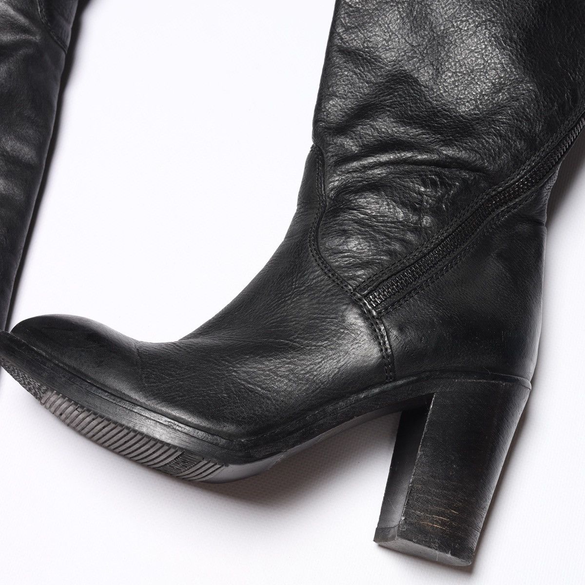 Dirk Bikkembergs Dirk Bikkembergs Thigh High Boots Leather Knee Zip Shoes Size US 7 / IT 37 - 4 Thumbnail