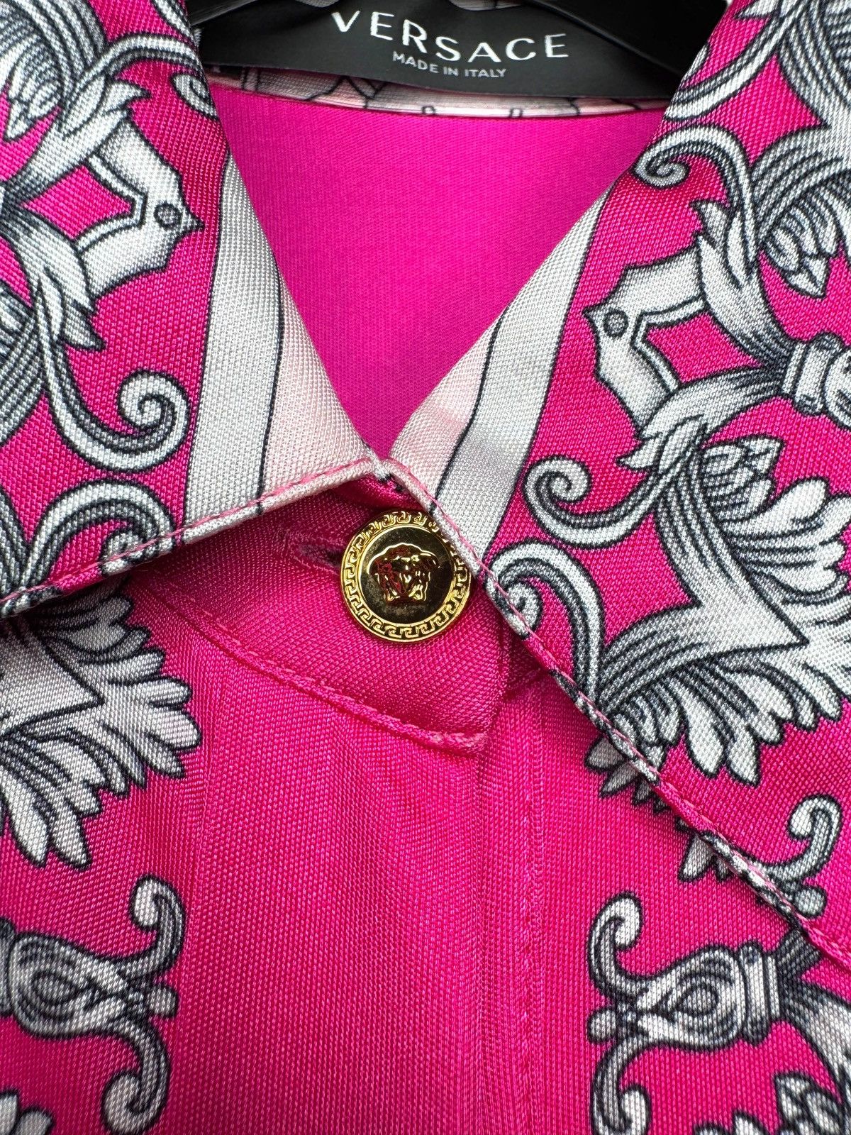 Versace Versace Baroque Pink Viscose Shirt Dress Size S / US 4 / IT 40 - 8 Thumbnail