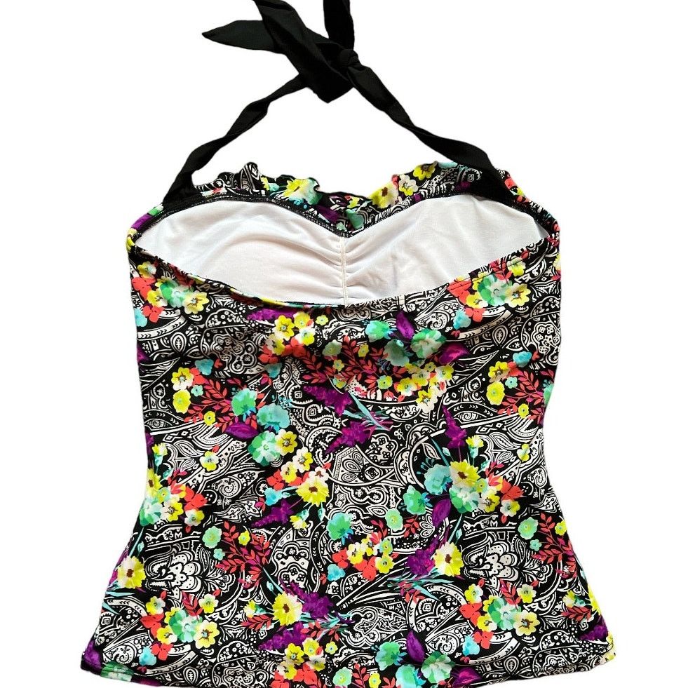 Other 24th & Ocean Multicolor Floral Print Halter Swim Top, XL Size ONE SIZE - 2 Thumbnail